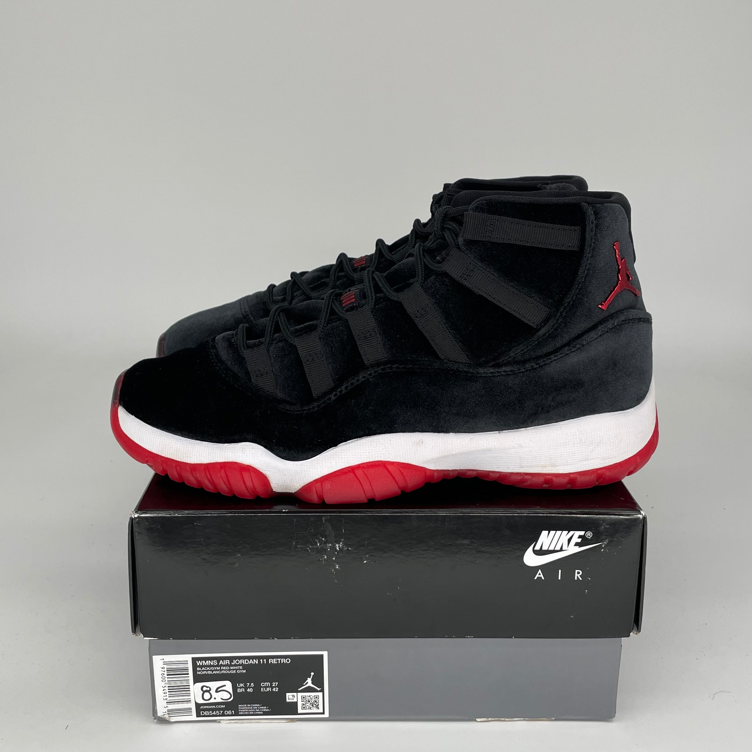 AIR JORDAN 11 BRED VELVET Basketball Shoes - Women's Size 8.5/10W (DB5457-061) - Perfect for Streetwear, Gym & Casual Fashion