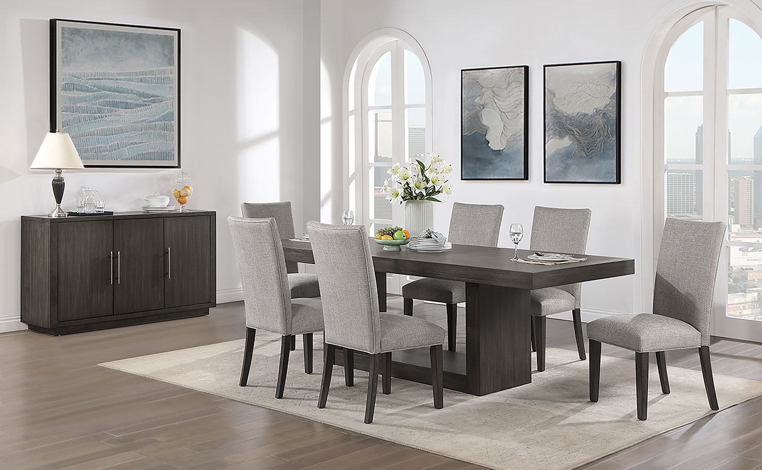 Alora 7-Piece Extendable Dining Table Set - Espresso Finish - Expandable Kitchen Table with Chairs for Small Spaces - Perfect for Apartments, Breakfast Nooks & Family Dinners