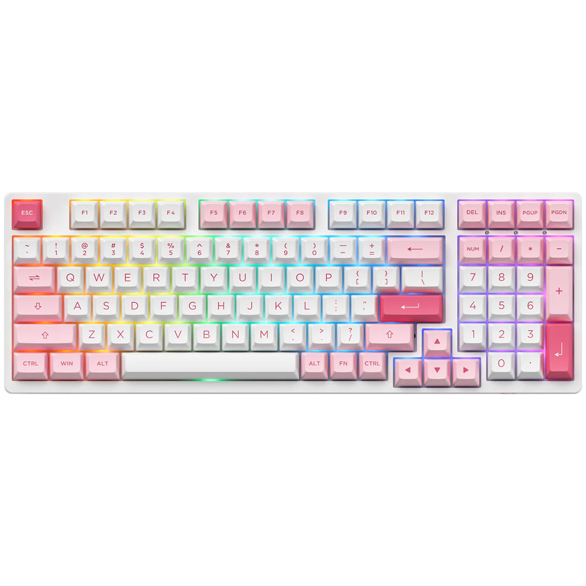 Akko 3098B Plus Prunus Lannesiana RGB Wireless Mechanical Keyboard with Hot-Swappable TTC Flame Red Switches - Perfect for Gaming, Office Work & Typing Enthusiasts