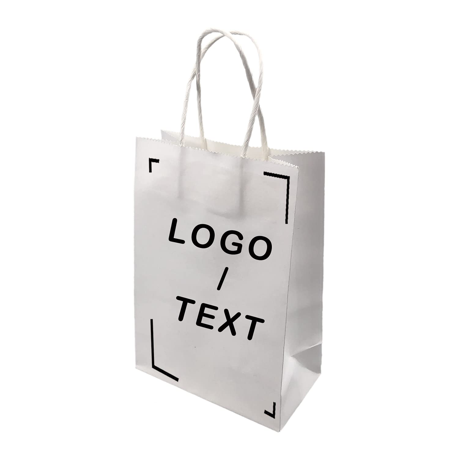 100 Pcs Custom Printed Kraft Paper Bags - Eco-Friendly Shopping Bags (5.91x3.15x8.27 Inch) for Retail, Parties, Gifts & Supermarkets | Biodegradable Merchandise & Grocery Bags