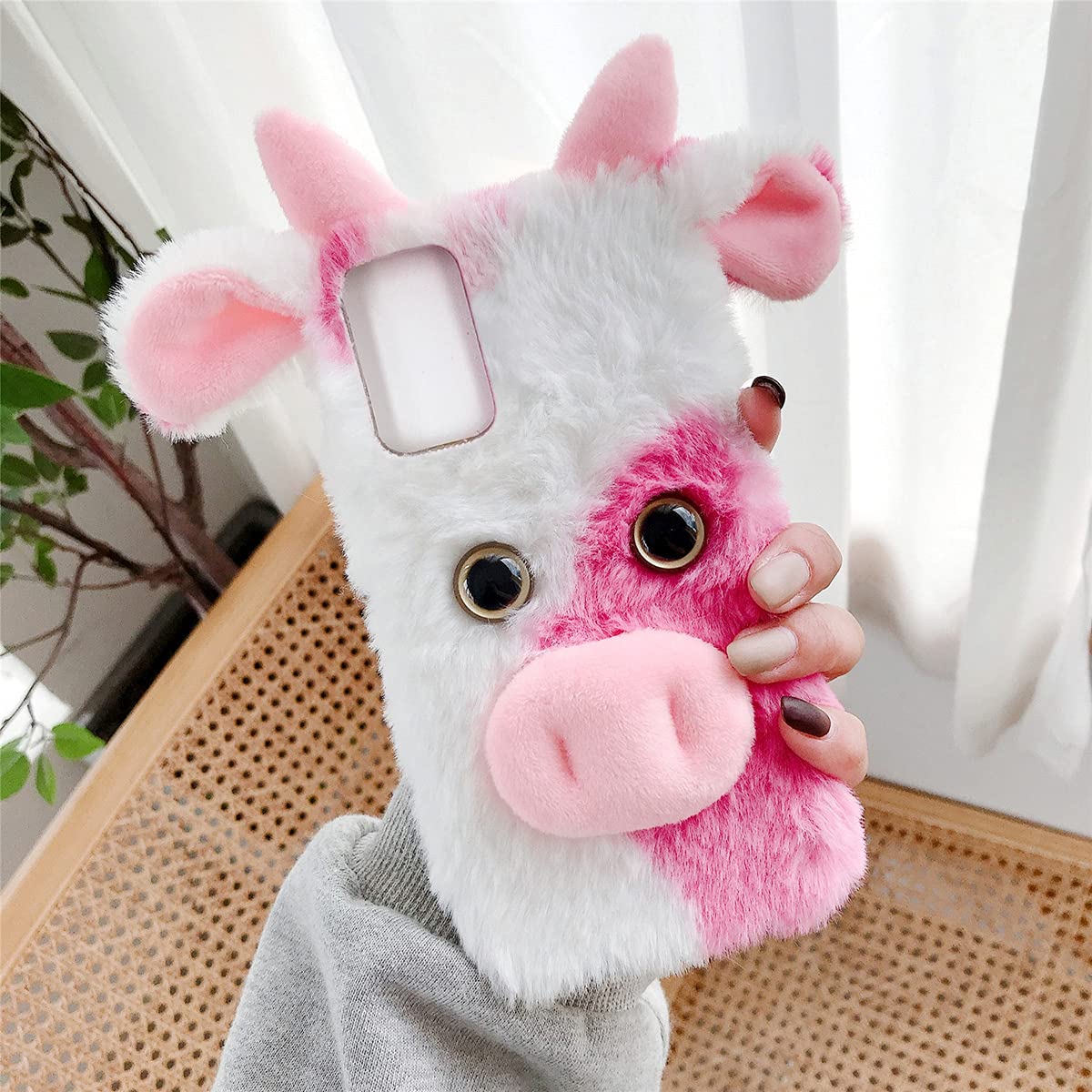 **Mikikit Fluffy Plush Phone Case - Soft Protective Cover for iPhone & Android - Cute Furry Phone Shell with Shock Absorption - Perfect for Daily Use, Travel, and Gift Giving**