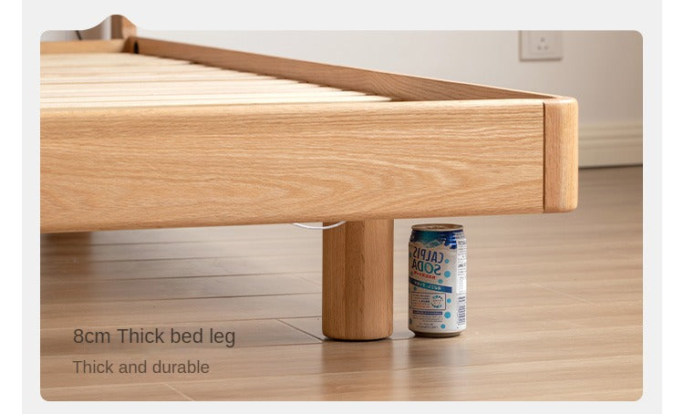 Solid Oak Wood Modern Floating Bed Frame - Queen Size, Sturdy Platform Bed with LED Lights for Bedroom, Living Room, Guest Room
