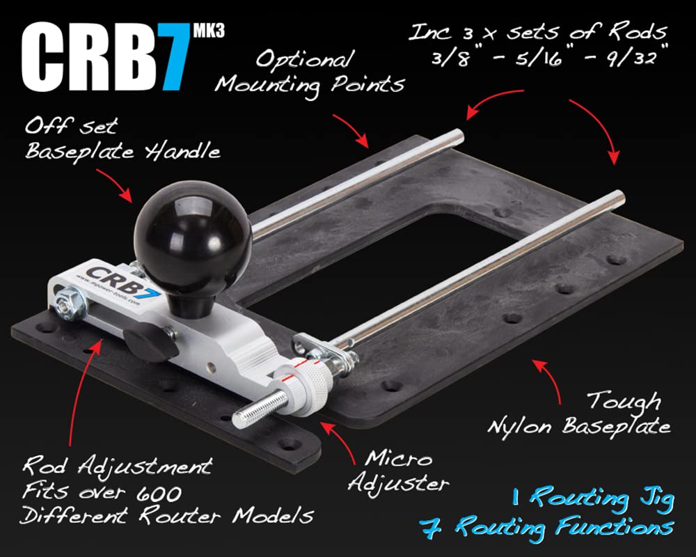 MPOWER CRB7 Combination Router Jig Mk3 - 9-in-1 Multifunctional Woodworking Router Guide with Large & Small Circle Cutting Jigs | Perfect for DIY Projects, Cabinet Making, and Precision Woodworking
