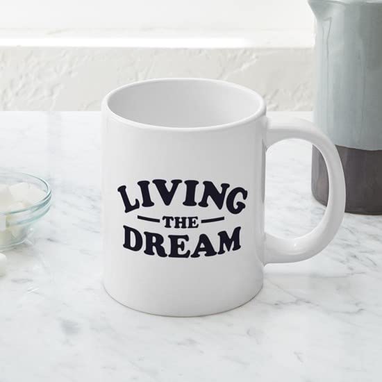 Living The Dream 20 oz Ceramic Coffee Mega Mug - Large Insulated Tea Cup for Office, Home & Travel - Funny Inspirational Gift for Coffee Lovers