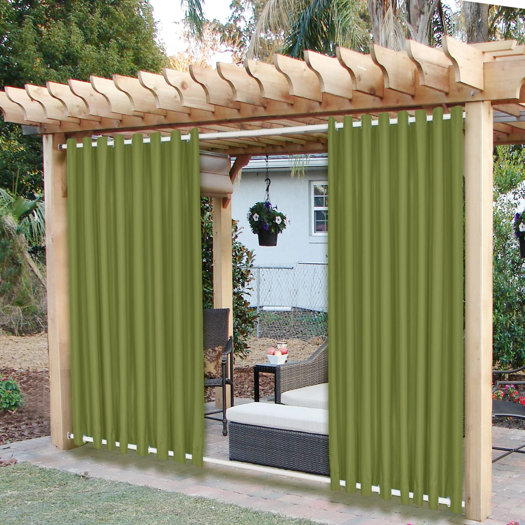 Frelement Waterproof & Heat Insulated Outdoor Curtains - Olive 100