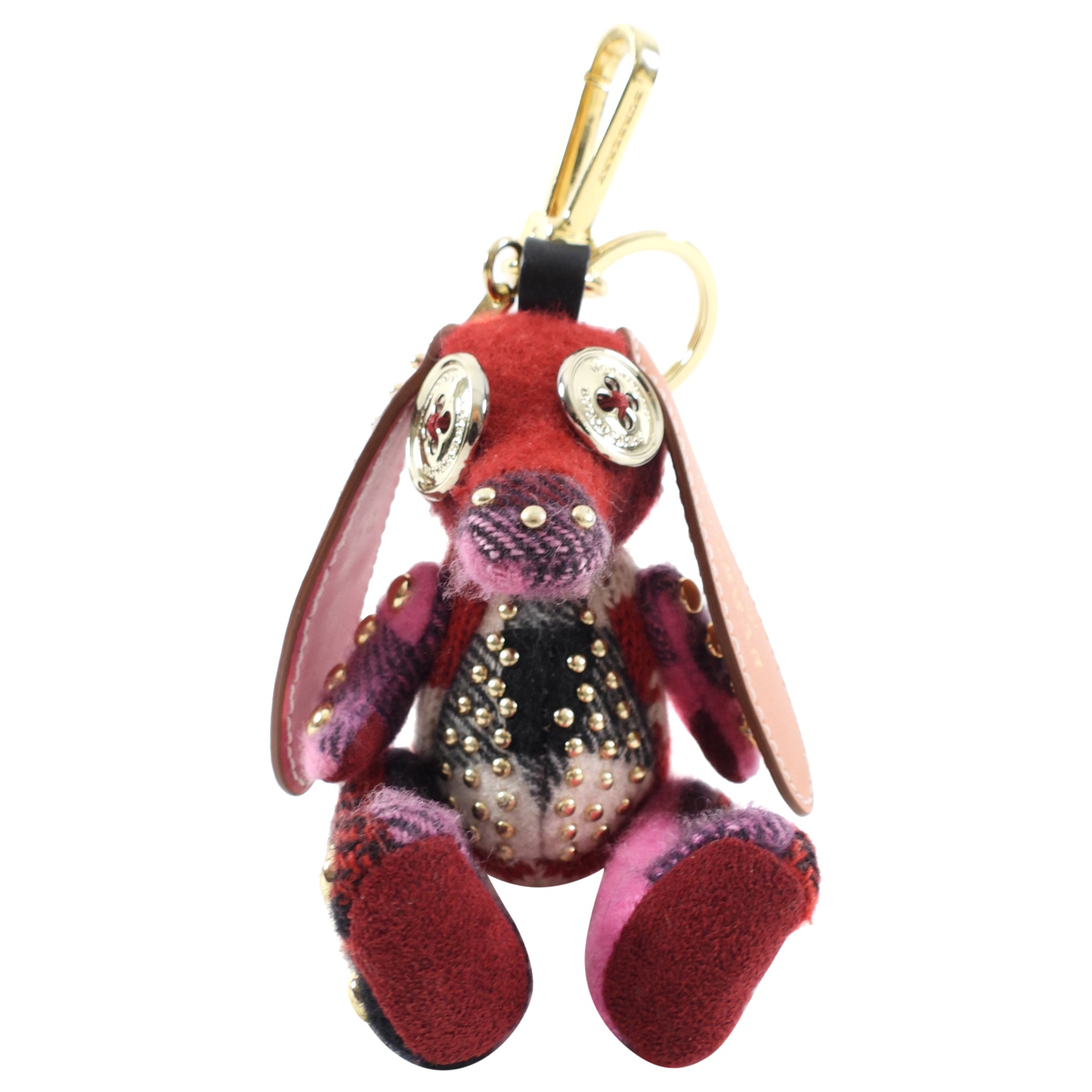 Burberry Red Plaid Knit Rabbit Bag Charm - Luxury Designer Keychain for Handbags & Backpacks | Perfect Gift for Fashion Lovers & Collectors | Ideal for Everyday Use, Travel & Special Occasions