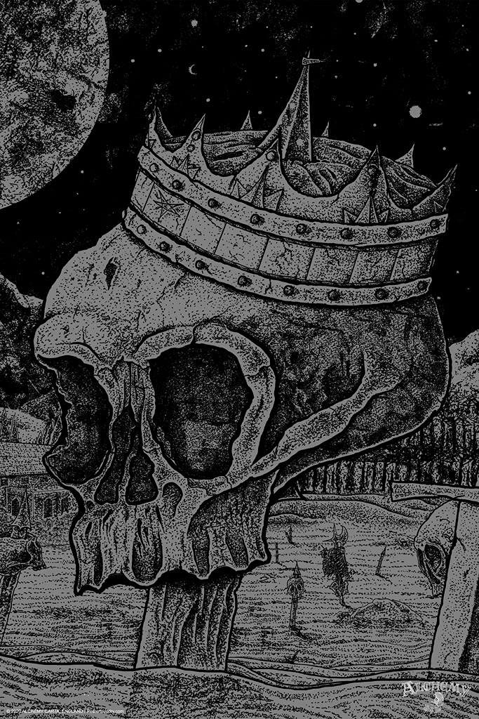 Alchemy Impale The Weak Corpse King Skull on Pike - Gothic Wall Art Print Poster 16x24 | Witchy Room Decor, Horror Occult Decorations for Wiccan Altar, Goth Bedroom & Dark Academia Aesthetic