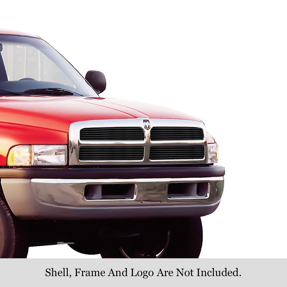 APS Black Stainless Steel Upper Billet Grille for 1994-2001 Dodge Ram 1500/2500/3500 - Heavy Duty Truck Grille Replacement - Perfect for Off-Roading & Custom Car Upgrades