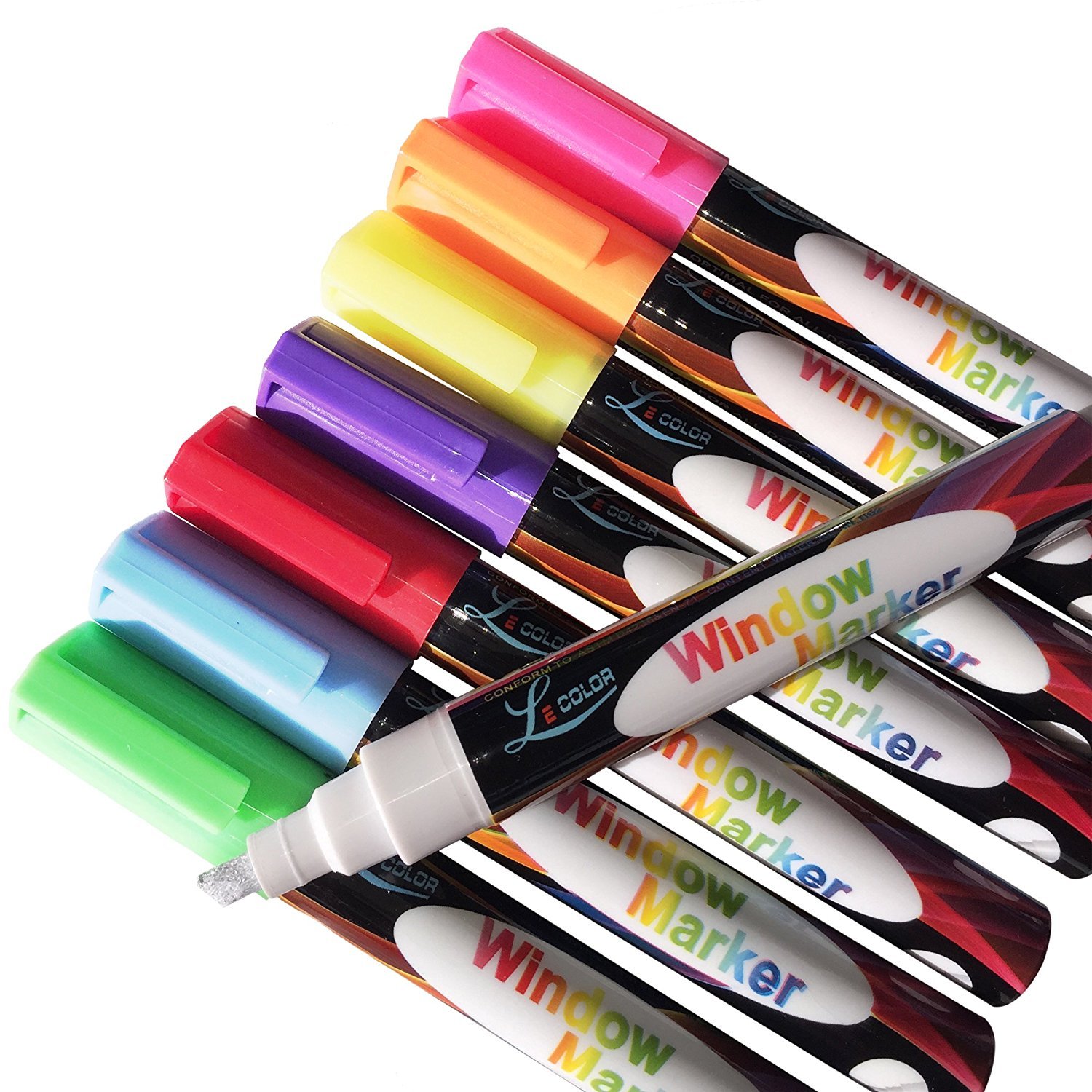 Premium Liquid Chalk Markers - 8 Pack with Reversible Tips - Non-Toxic & Child Safe - Perfect for Chalkboards, Whiteboards, Glass, Windows, Bistro Menus & Labels - Ideal for Teachers, Restaurants, Retail Signs & DIY Home Decor