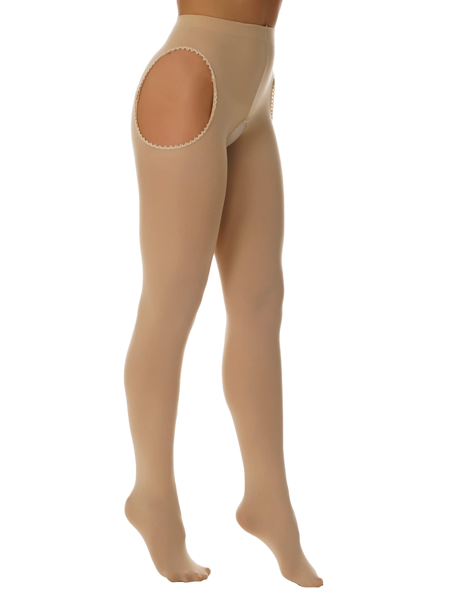 Sexy Lace Trim Thigh High Stockings for Women - Cutout Suspender Pantyhose with Garter Belt for Date Night & Special Occasions