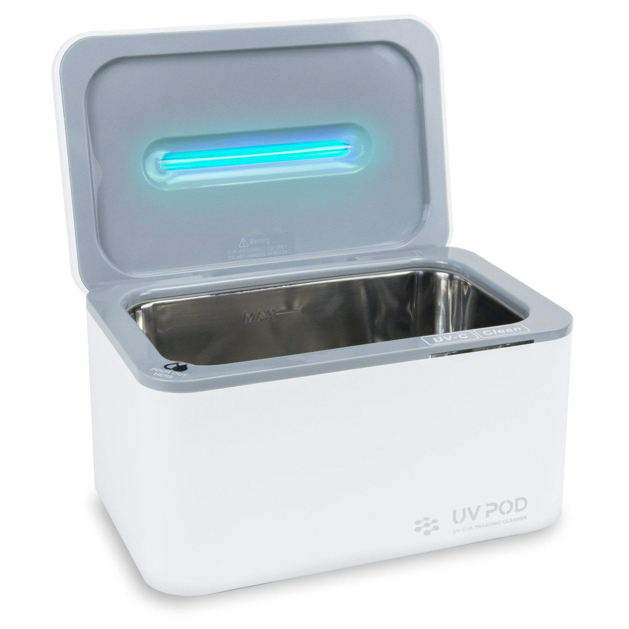 Professional Ultrasonic Cleaner with UV Sanitizer - Jewelry Cleaning Machine for Rings, Watches, Earrings | Sterilizes Pacifiers, Eyeglasses & Dentures | Home & Travel Use (White)