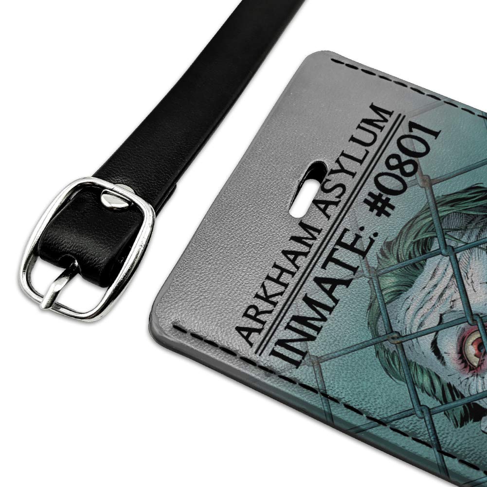 Batman Joker Inmate Do Not Disturb Leather Luggage Tag - Personalized ID Card Holder for Suitcases, Backpacks & Travel Bags - Perfect for Cosplay, Comic Con & Batman Fans
