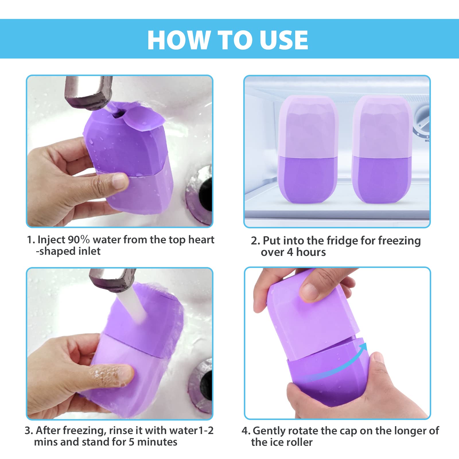 MAITING Ice Face Roller for Puffiness & Wrinkles - V-Shaped Silicone Facial Massager with Cooling Cube - Reusable Beauty Tool for Skin Tightening & Relaxation - Perfect for Morning Routine & Post-Workout Recovery