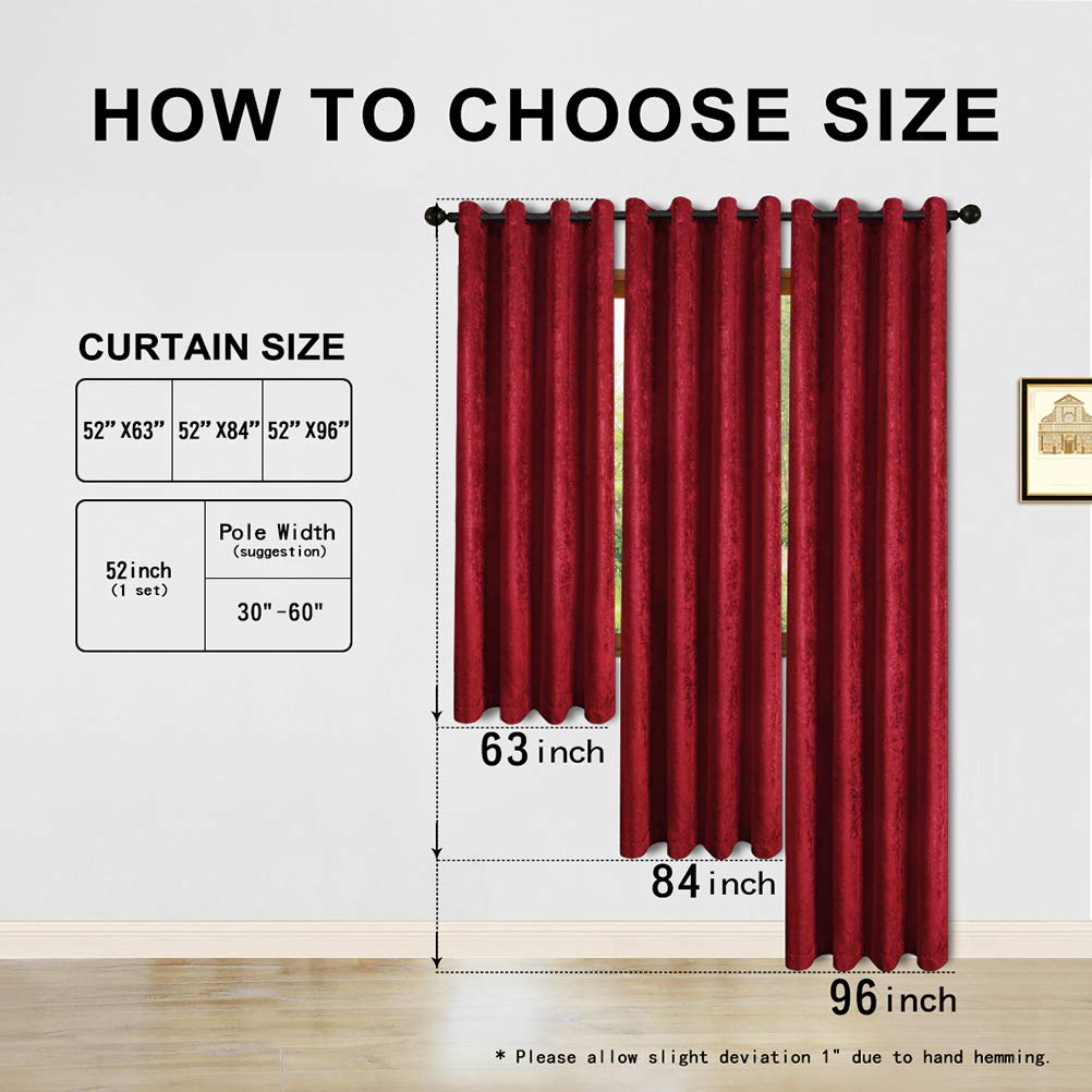 ELKCA Burgundy Red Chenille Window Curtains - Double-Sided Thermal Insulated Blackout Drapes for Living Room, Bedroom - 52
