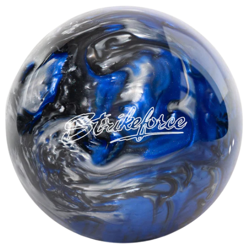 KR Strikeforce Polyester Bowling Ball - Blue/Black/Silver | Perfect for League Play & Casual Bowling | Durable & High-Performance for All Skill Levels