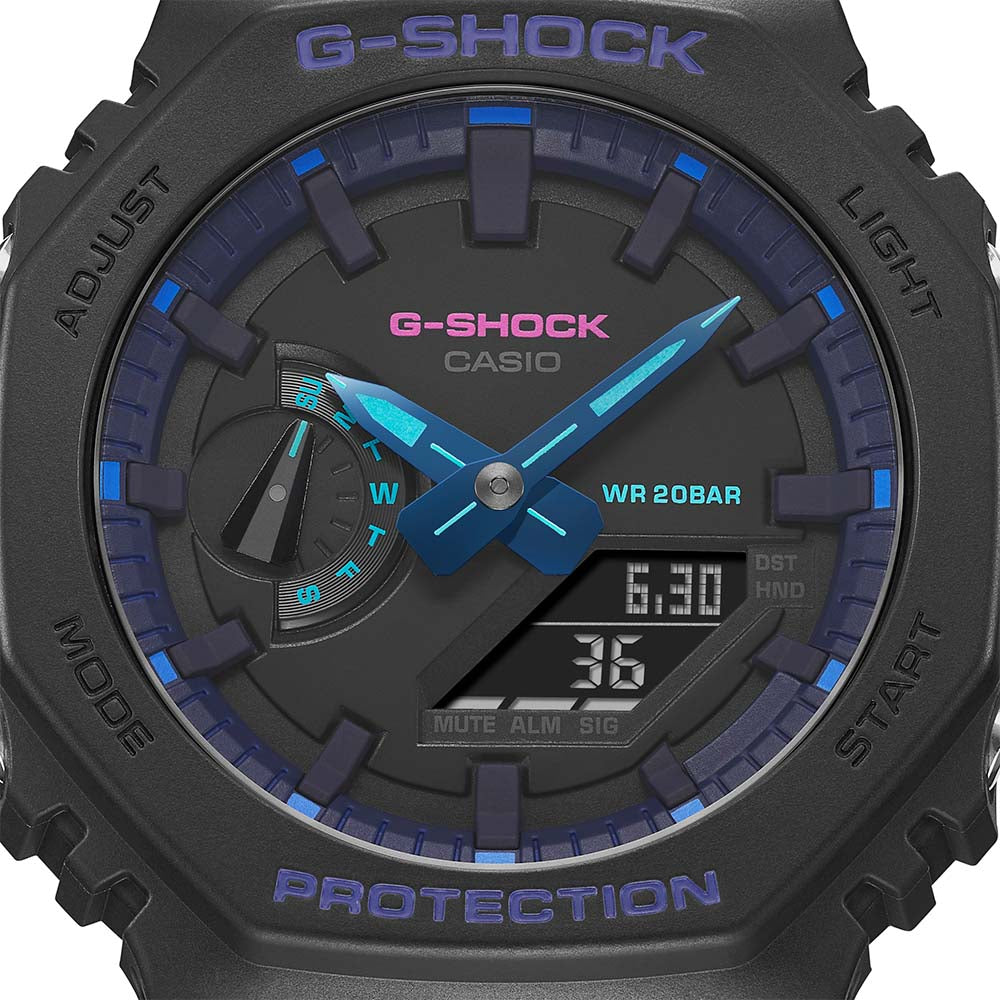 G Shock GA2100VB 1A 'CasiOak' Analog-Digital Watch for Men - Shock Resistant, Waterproof, Solar Powered - Perfect for Outdoor Adventures, Sports & Daily Wear