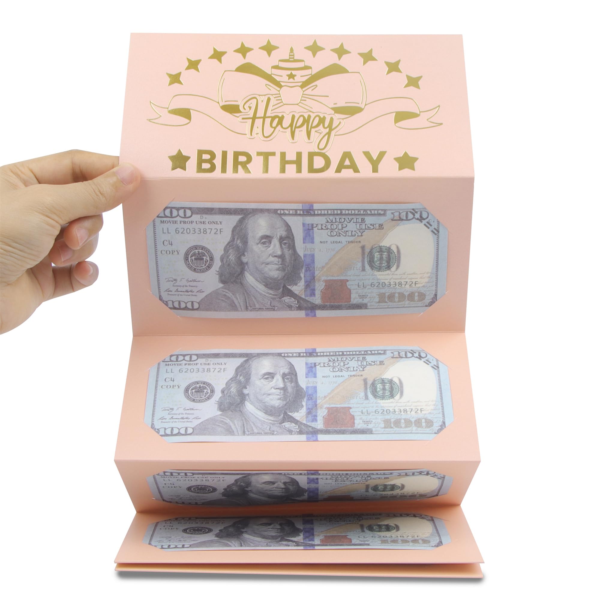 HOMANGA Birthday Money Envelope for Cash Gifts - Pink Rose Gold Money Holder for Women, Wife, Kids & Girls | Perfect for Birthday Surprises, Wedding Gifts & Special Occasions