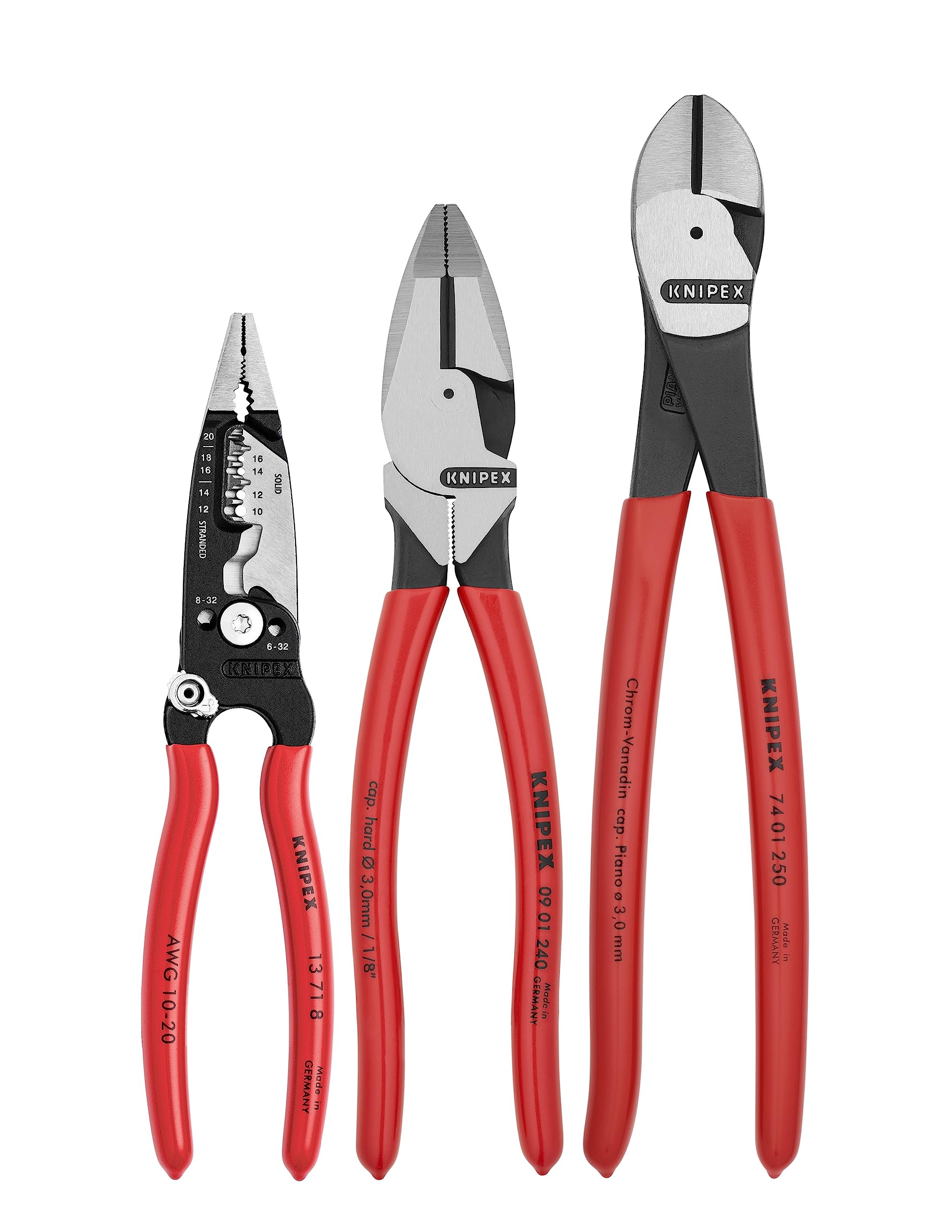 Knipex 3-Piece Electrical Tool Set (9K0080158US) - Professional Electrician Tools for Wiring, Repairs & DIY Projects