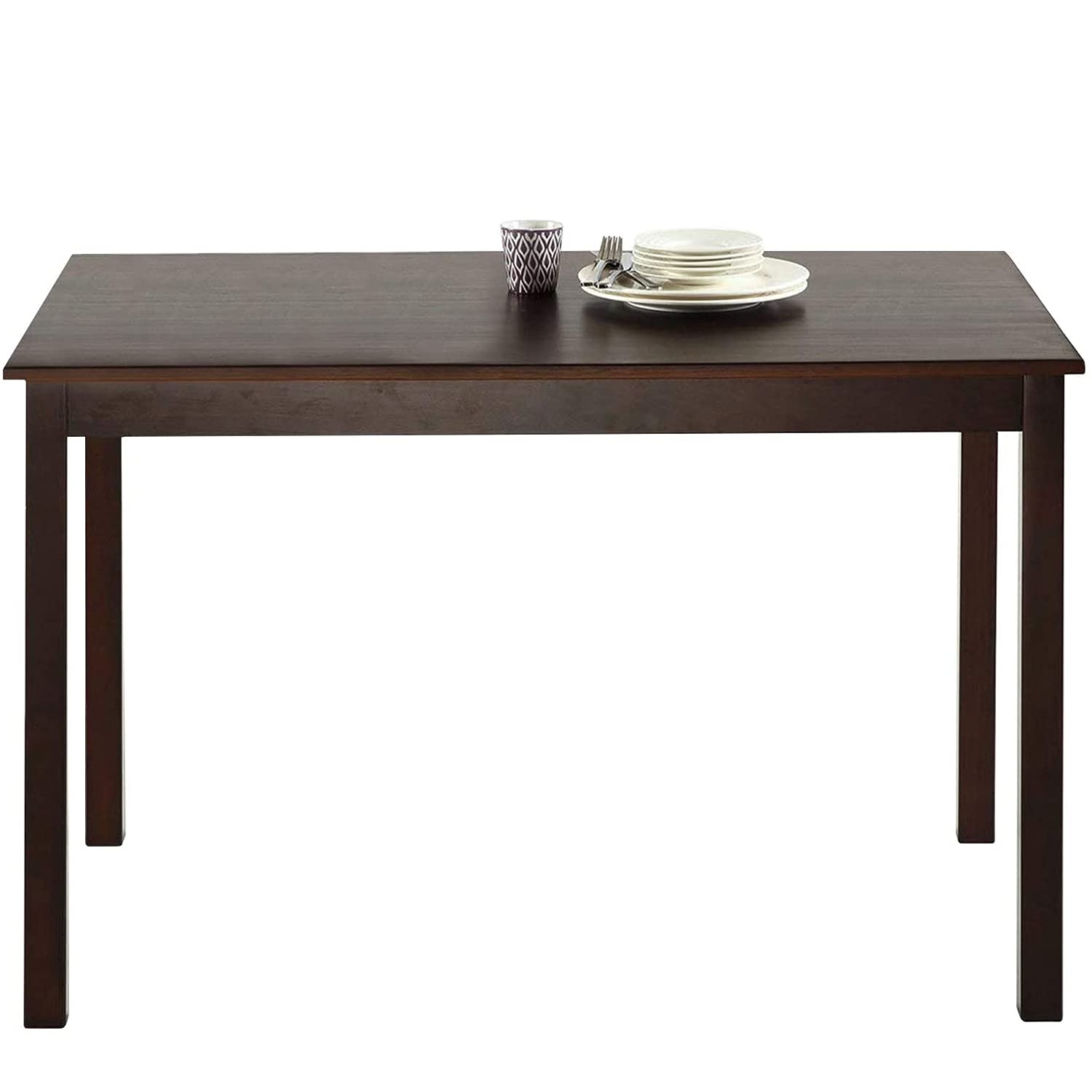 HKELI 6-Person Solid Wood Dining Table - Rectangular Kitchen Table with Heavy Duty Sturdy Structure, Modern Brown Finish for Dining Room, Kitchen & Family Gatherings