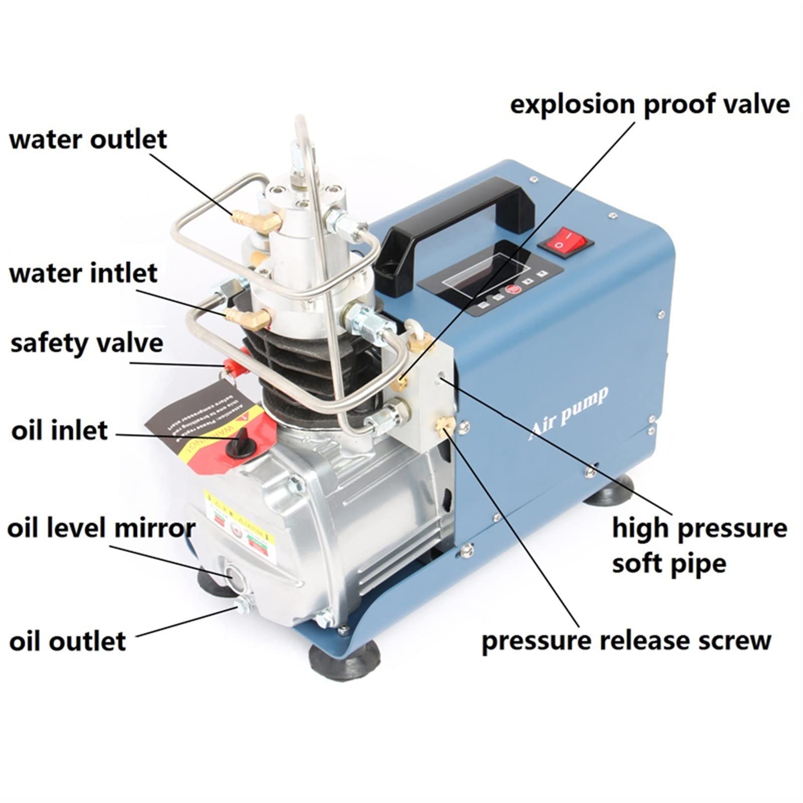 DOLUNTO 110V 300BAR 30MPA 4500PSI High Pressure Electric Air Compressor Pump for Scuba Diving, PCP Rifles & Paintball Tanks - Perfect for Home Use and Outdoor Adventures