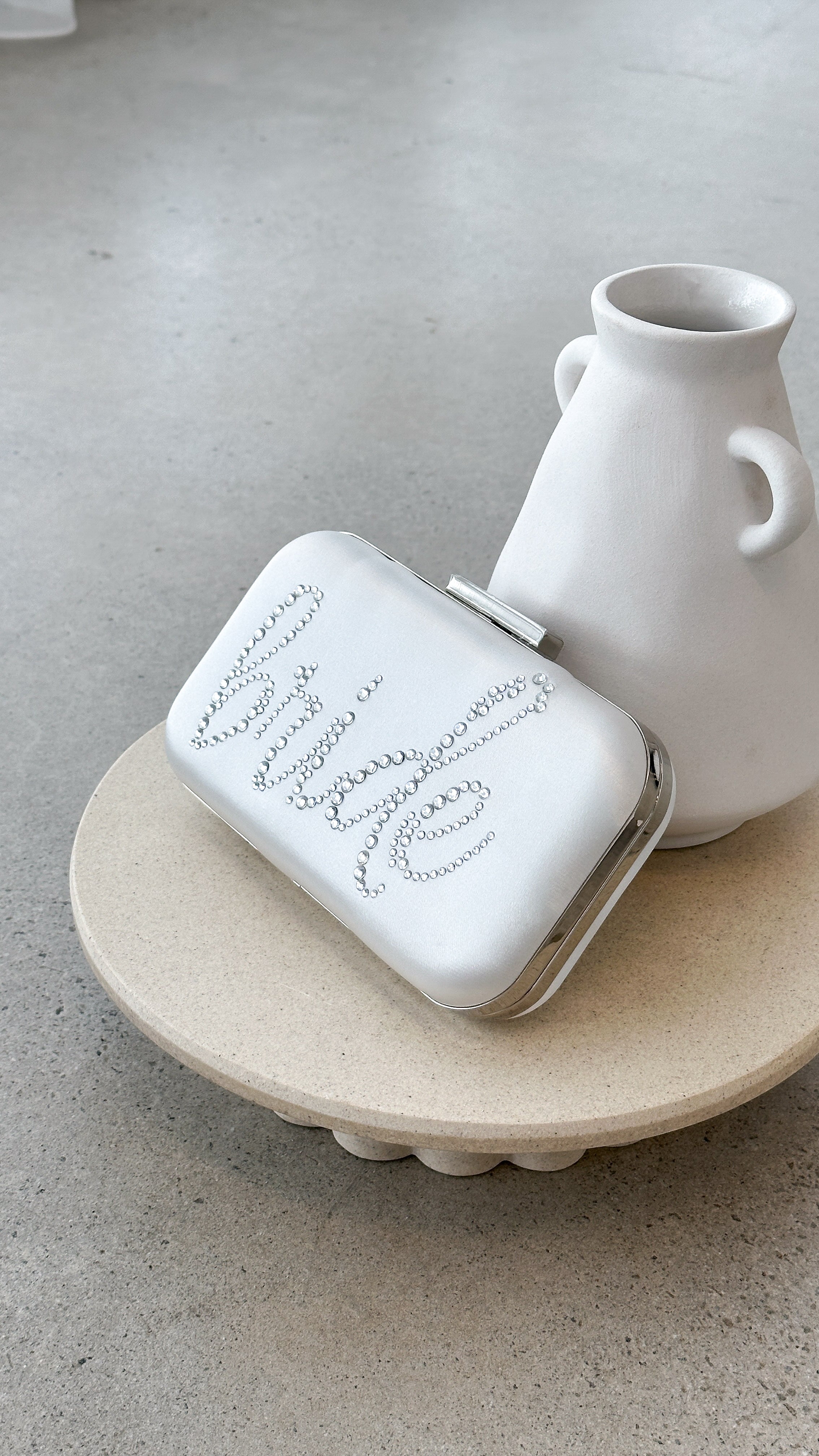 Elegant Silver Satin Bridal Clutch for Wedding - Perfect for Bride's Special Day & Formal Events