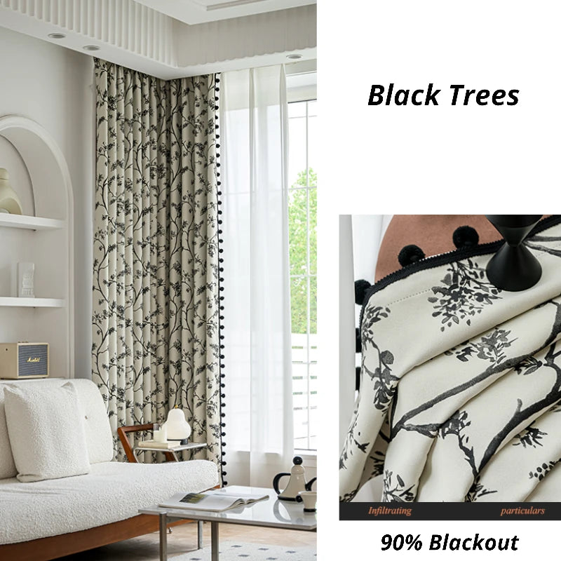 Sienna Polyester Jacquard Blackout Curtains - Custom Window Treatments for Bedroom & Living Room - Thermal Insulated, Light Blocking, Noise Reducing Drapes