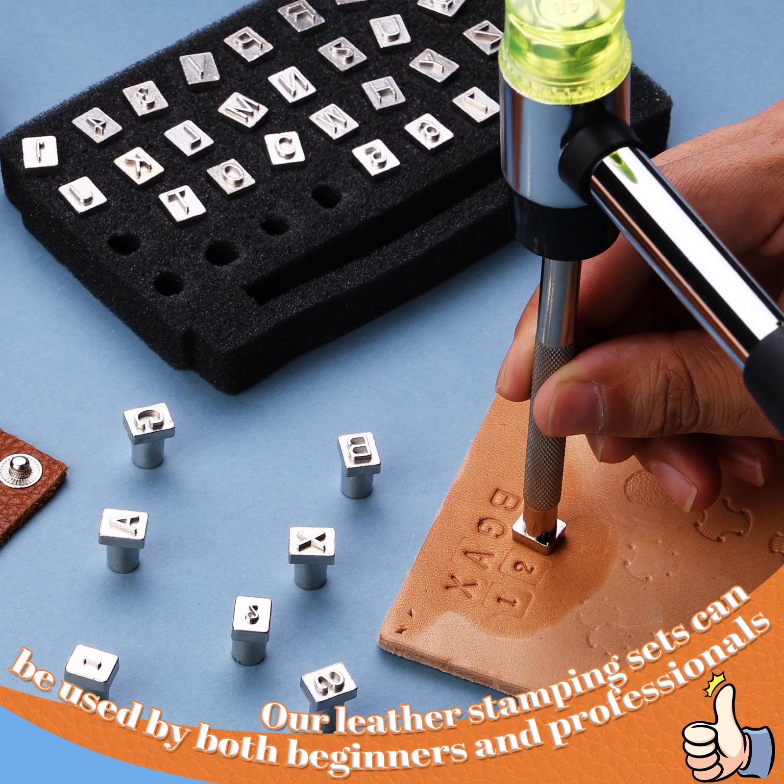 WONVOC 75pcs Leather Stamping Tools Kit with Letters & Patterns for Leathercraft DIY Projects