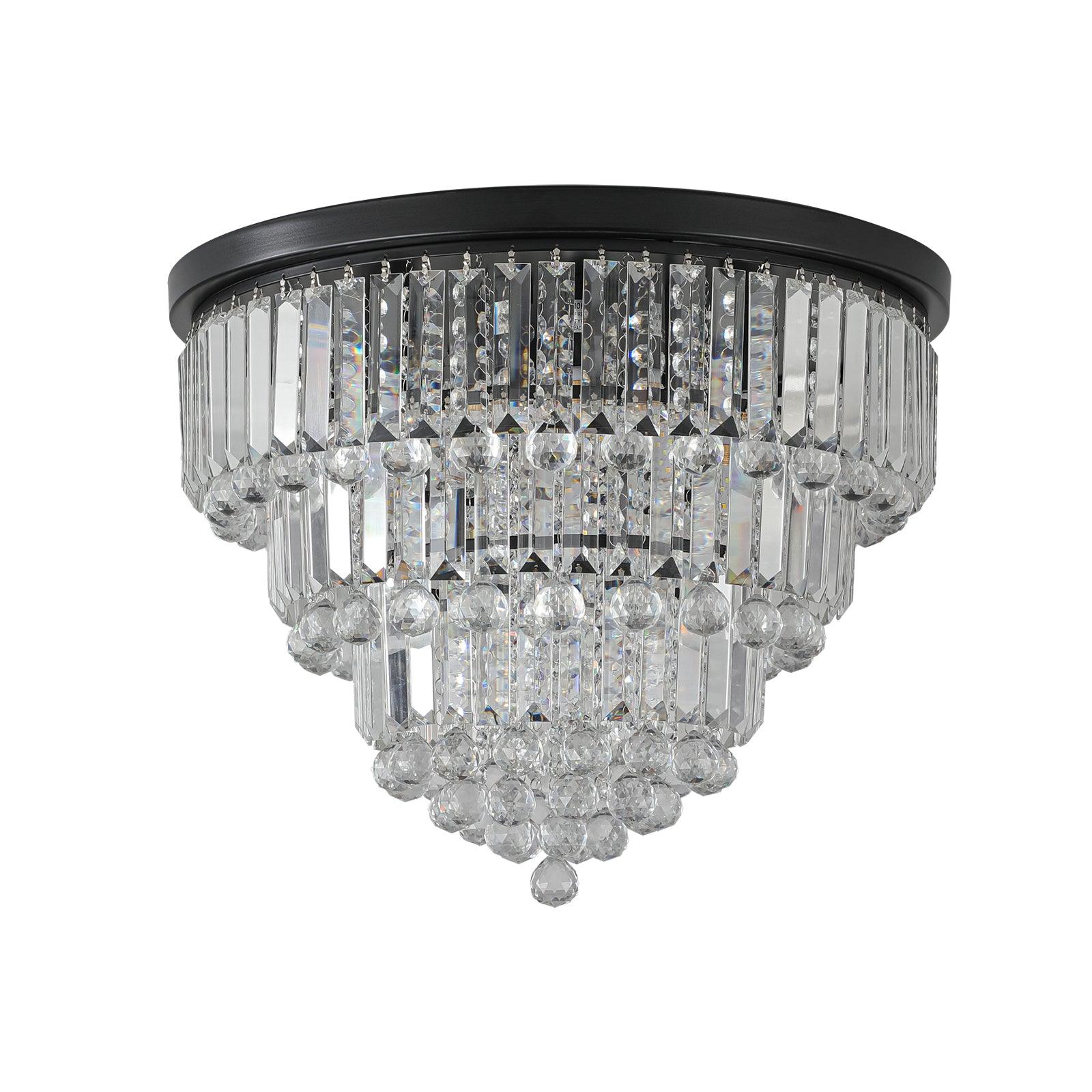 Luxury Modern Black Crystal Chandelier - Large Ceiling Light Fixture for Dining Room, Living Room, Bedroom - Elegant Home Lighting for Parties & Romantic Dinners