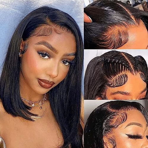 Luxnovolex 10 Inch Bob Wig Human Hair 13x4 HD Lace Front Wig for Black Women - Glueless Short Pre-Plucked Natural Look for Daily Wear & Special Occasions