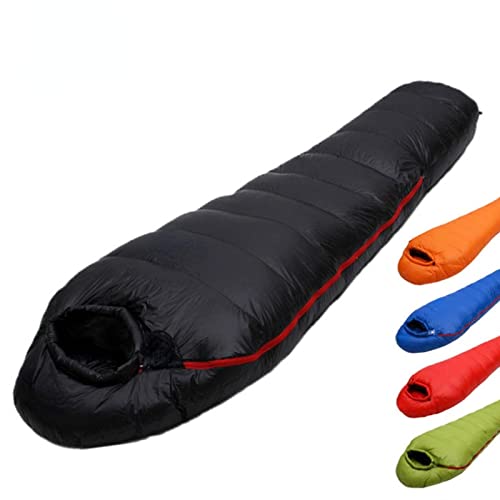 4 Season Ultra Warm Down Filled Sleeping Bag for Adults - Lightweight Waterproof Outdoor Camping Gear for Winter Hiking, Backpacking & Travel (Black) | Perfect for Cold Weather Camping, Mountaineering & Emergency Survival Kits