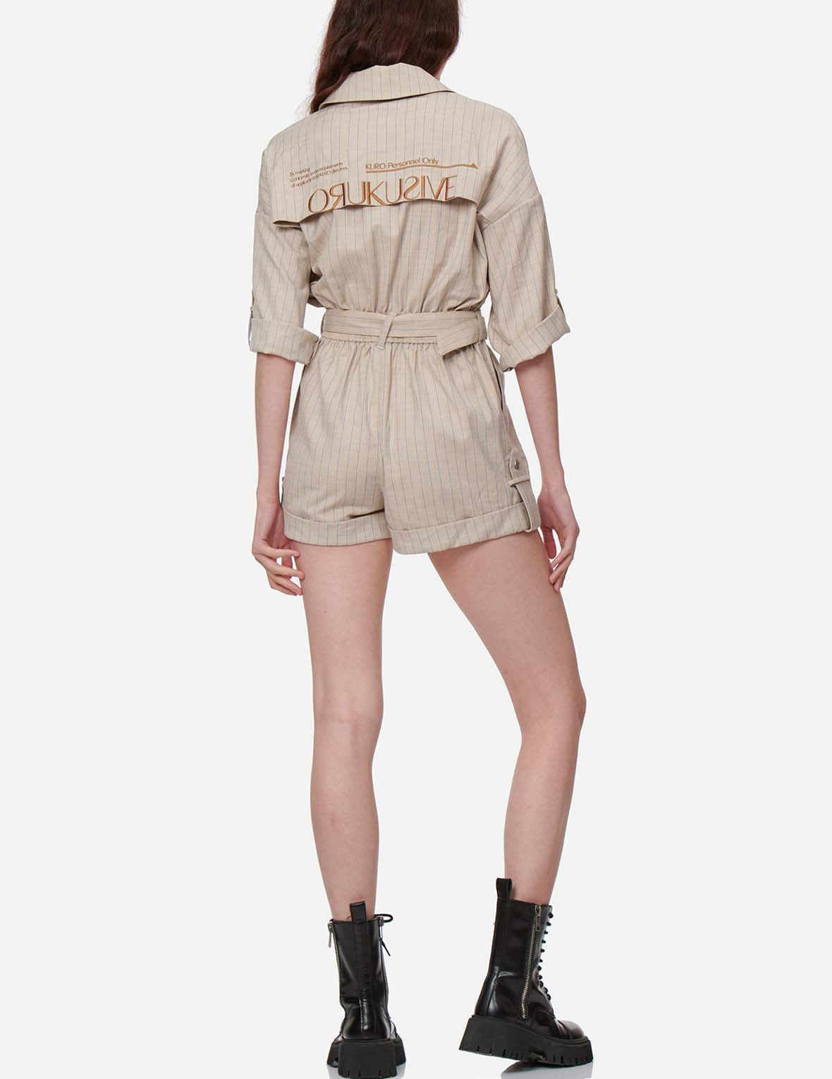 Stylish Stripe Pattern Belted Jumpsuit for Women - Trendy One-Piece Romper with Adjustable Waist Belt | Perfect for Casual Outings, Office Wear & Summer Vacations