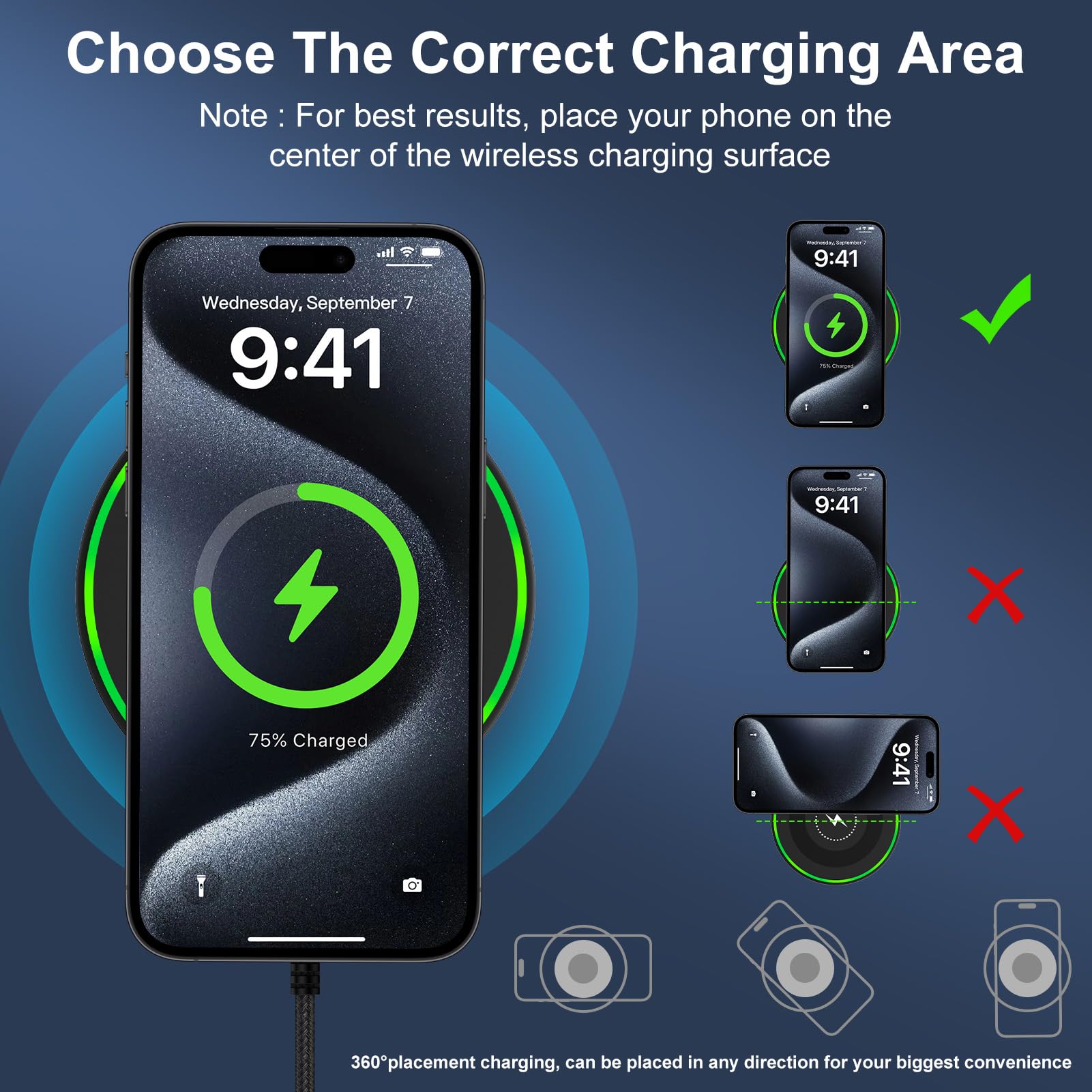15W Fast Wireless Charger Pad - Compatible with Samsung Galaxy S24/S23/S22/S21/S20/S10/S9/Note, iPhone 15/14/13/12/11 Series, Google Pixel 9/8/7/6/5 - Qi-Certified Charging Station for Home, Office & Car Use