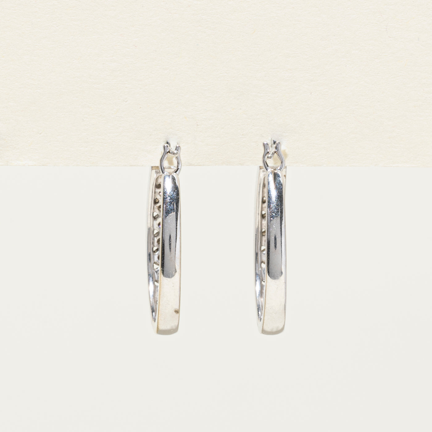 10K White Gold Channel Set Diamond Hoop Earrings 0.48ctw - Perfect for Weddings, Anniversaries & Special Occasions