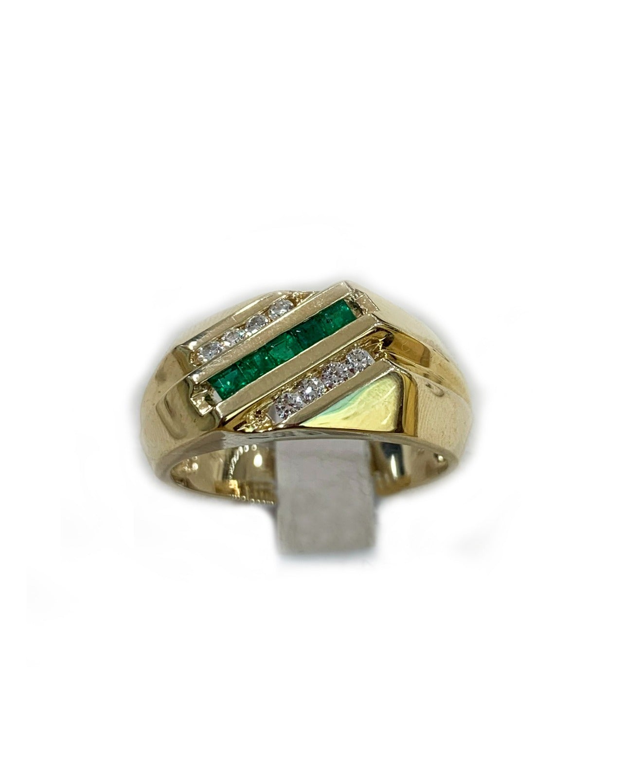 14K Yellow Gold Men's Emerald Ring – Elegant Green Gemstone Jewelry for Gifts, Weddings & Special Occasions