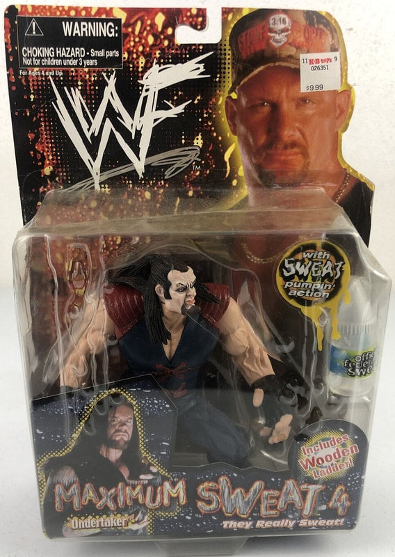 1999 WWF Jakks Pacific Maximum Sweat Series 4 Undertaker Wrestling Action Figure - Collectible Vintage Wrestling Toy for WWE Fans & Memorabilia Collectors - Perfect for Display, Play & Nostalgic Gift Giving