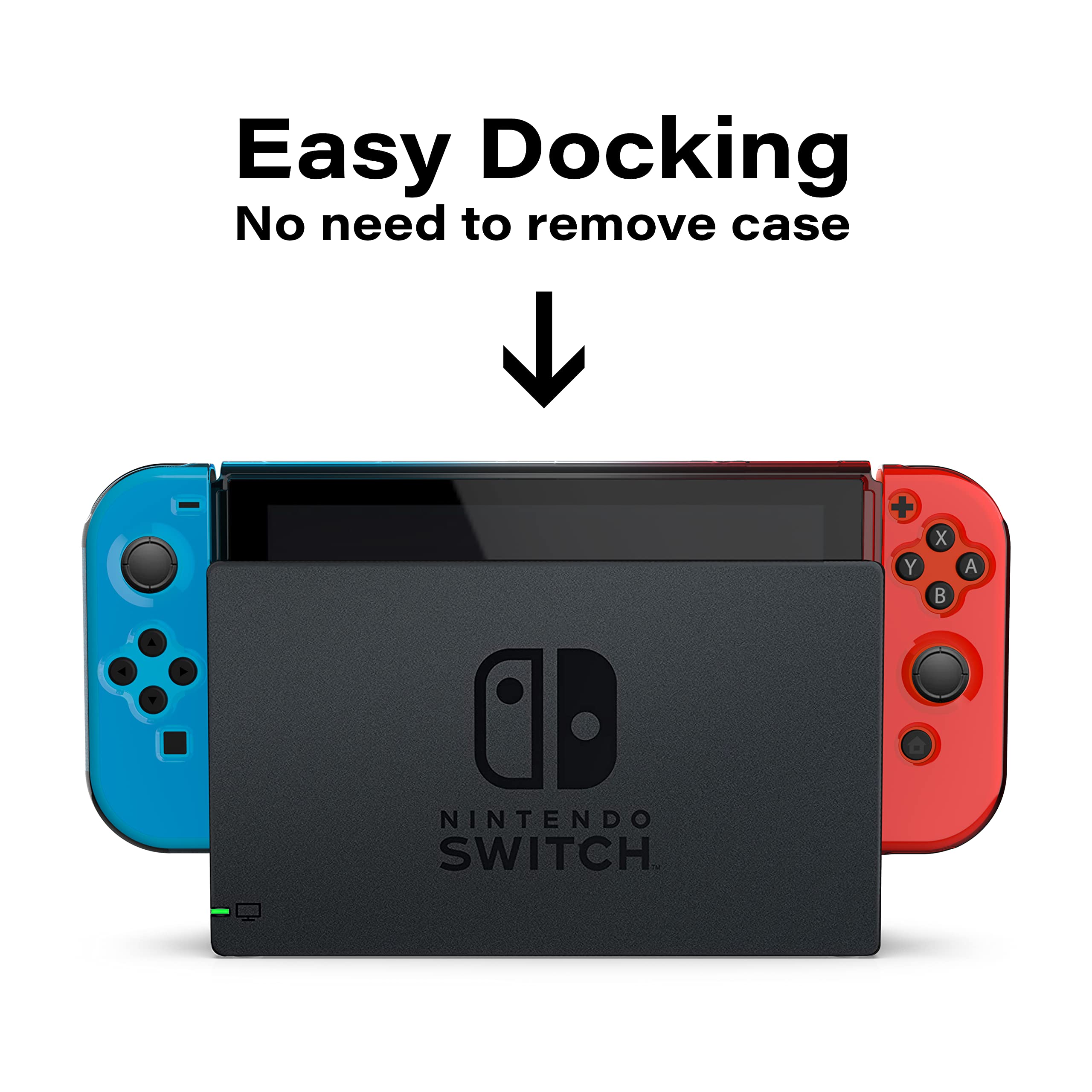 Nyko Protective Case for Nintendo Switch - Dockable Thin Hard Shell Travel Cover with Tempered Glass Screen Protector (Red & Blue) | Perfect for Gaming On-The-Go & Travel Protection