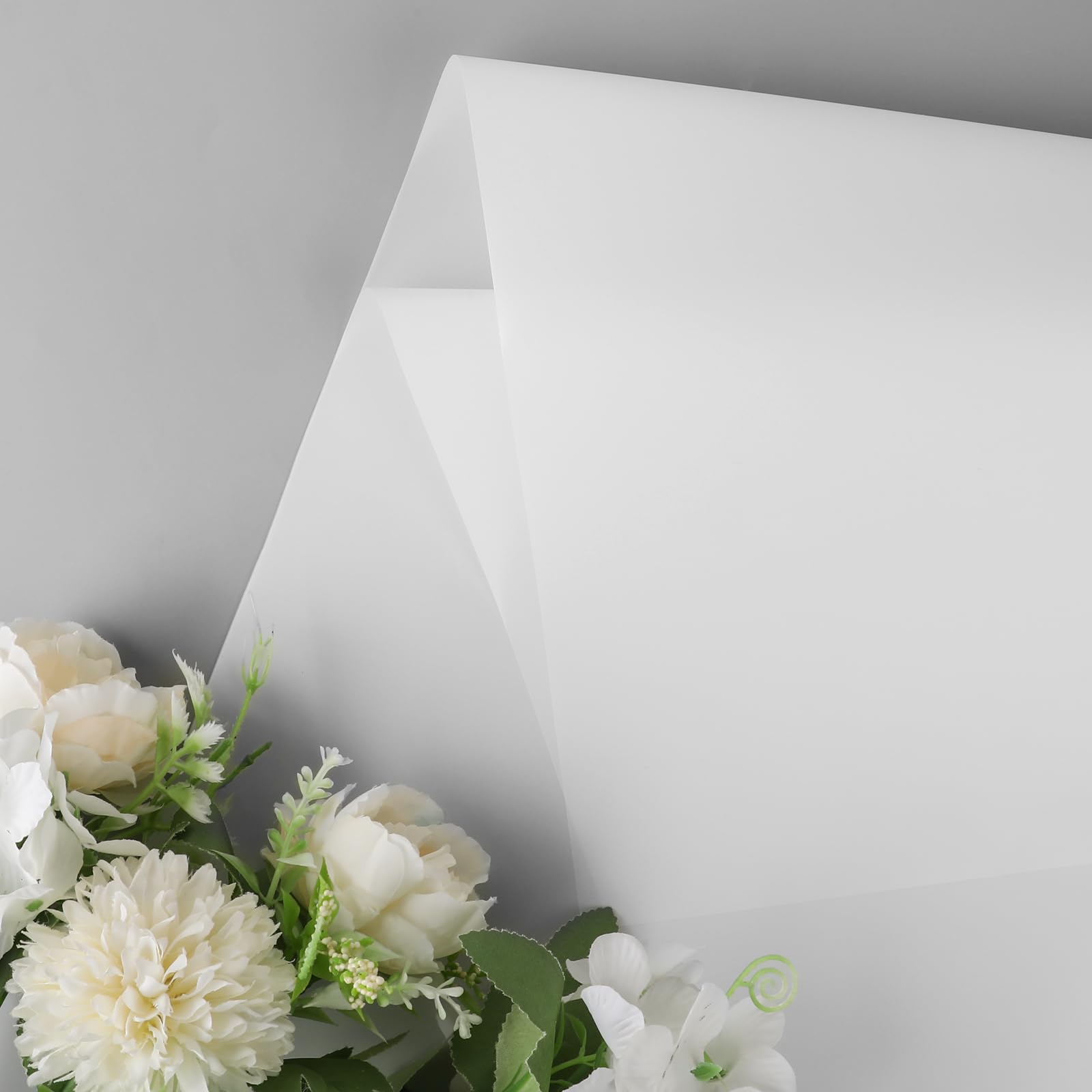 FUHITIM 20 Sheets Waterproof Floral Wrapping Paper for DIY Crafts, Gift Packaging, Wedding & Birthday Bouquets - White Floral Design for Florist Supplies and Creative Projects
