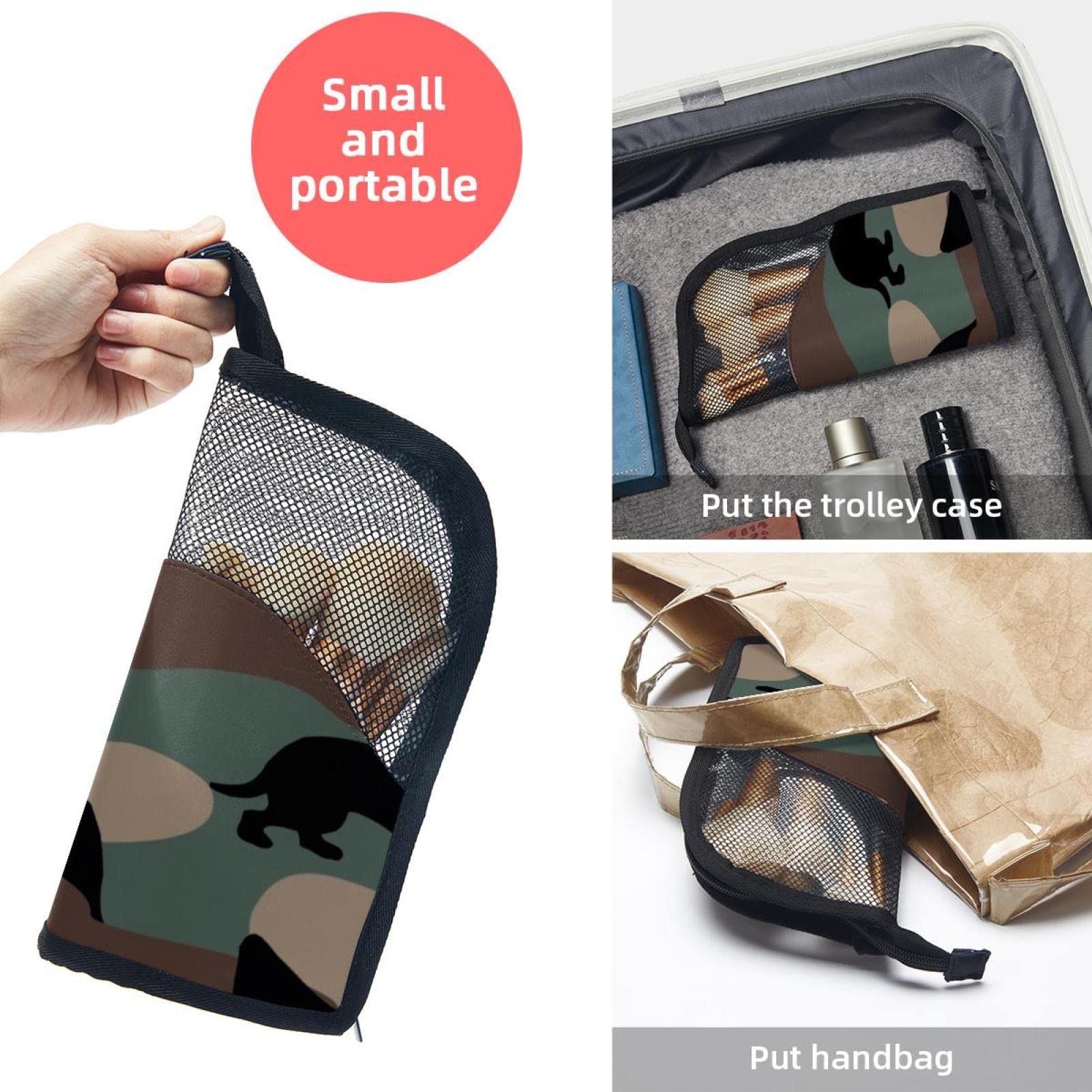 12-Piece Makeup Brush Organizer Bag - Portable Camouflage Dachshund Dog Design Brush Holder Case for Travel & Home Storage