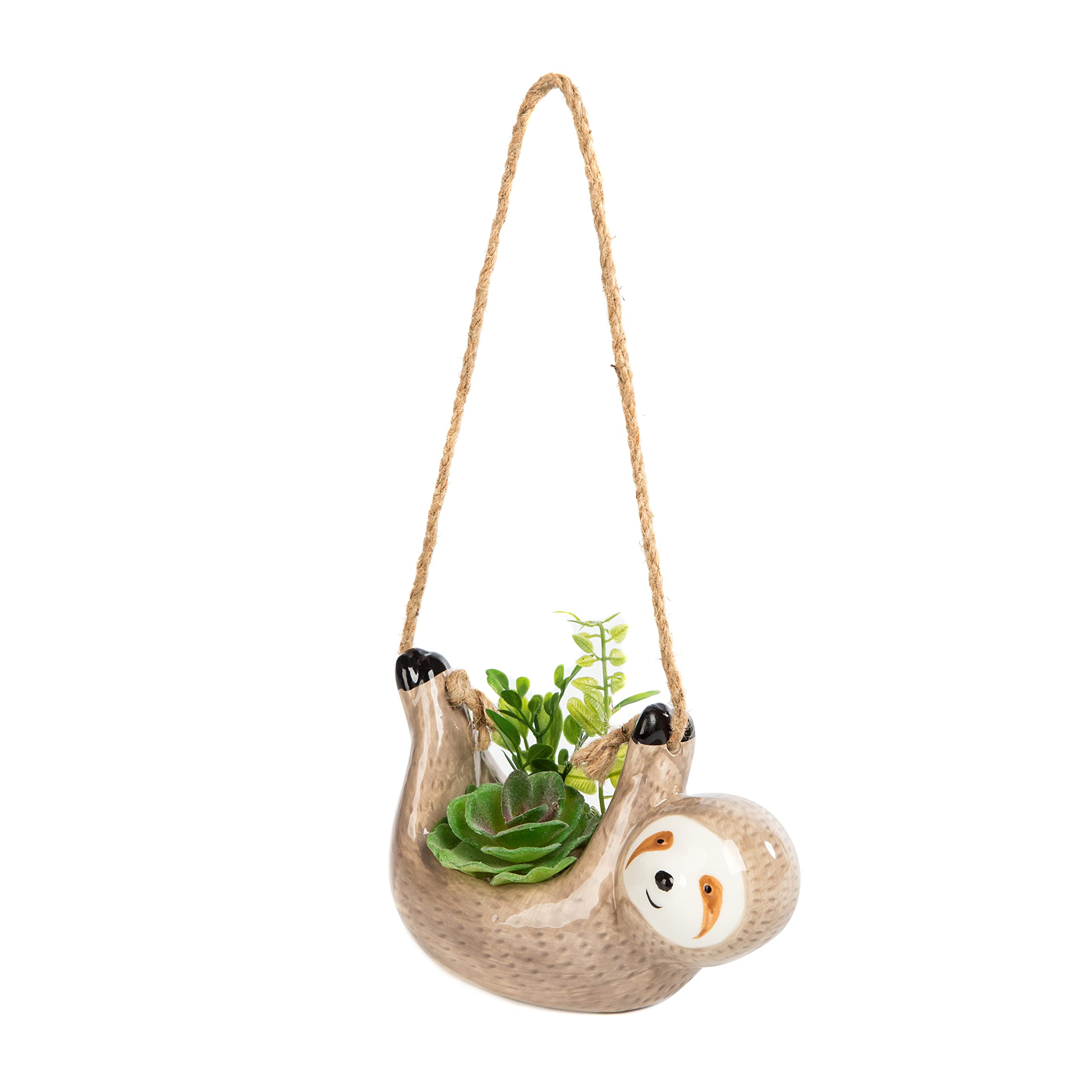 Sloth Hanging Planter for Indoor Plants - Light Brown Flower Pot Holder for Succulents, Air Plants & Home Decor | Perfect for Living Room, Bedroom & Balcony Gardening (1 Pack, Plants Not Included)