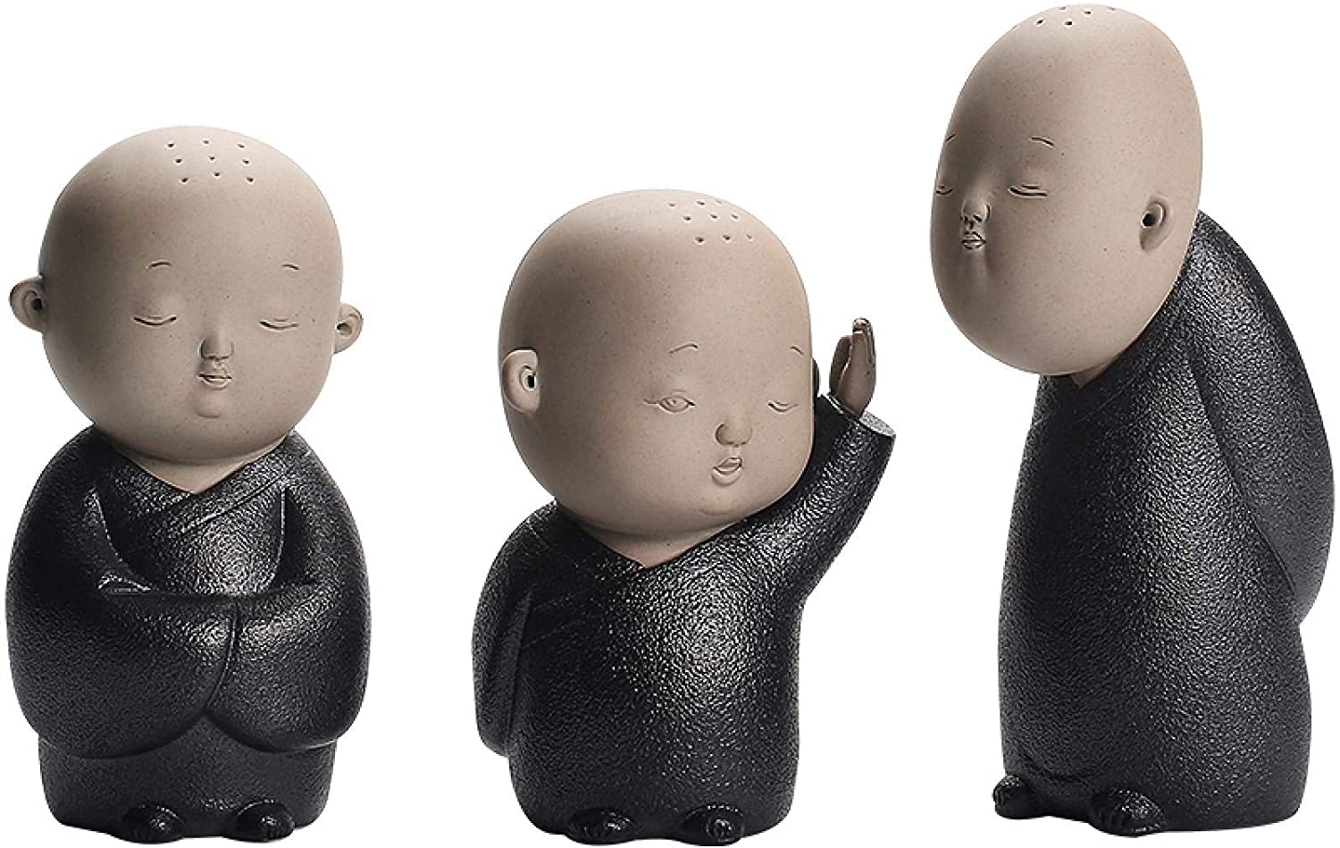 Juzzq 3-Piece Buddha Statue Set - Small Monk Sculptures for Home, Office & Garden Decor - Feng Shui Ornaments, Abstract Figurines & Art Gifts - Perfect for Meditation Spaces, Zen Gardens & Spiritual Decor