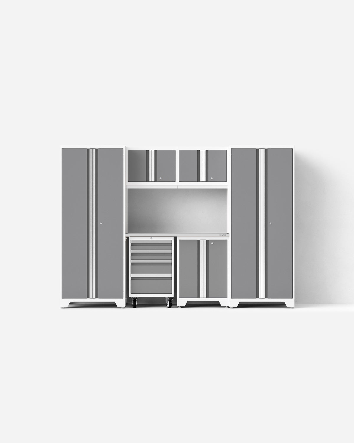 Adam's x NewAge Bold Series 7-Piece Heavy Duty Metal Cabinet Set for Garage Storage & Workshop Organization - Perfect for Tools, Equipment & DIY Projects