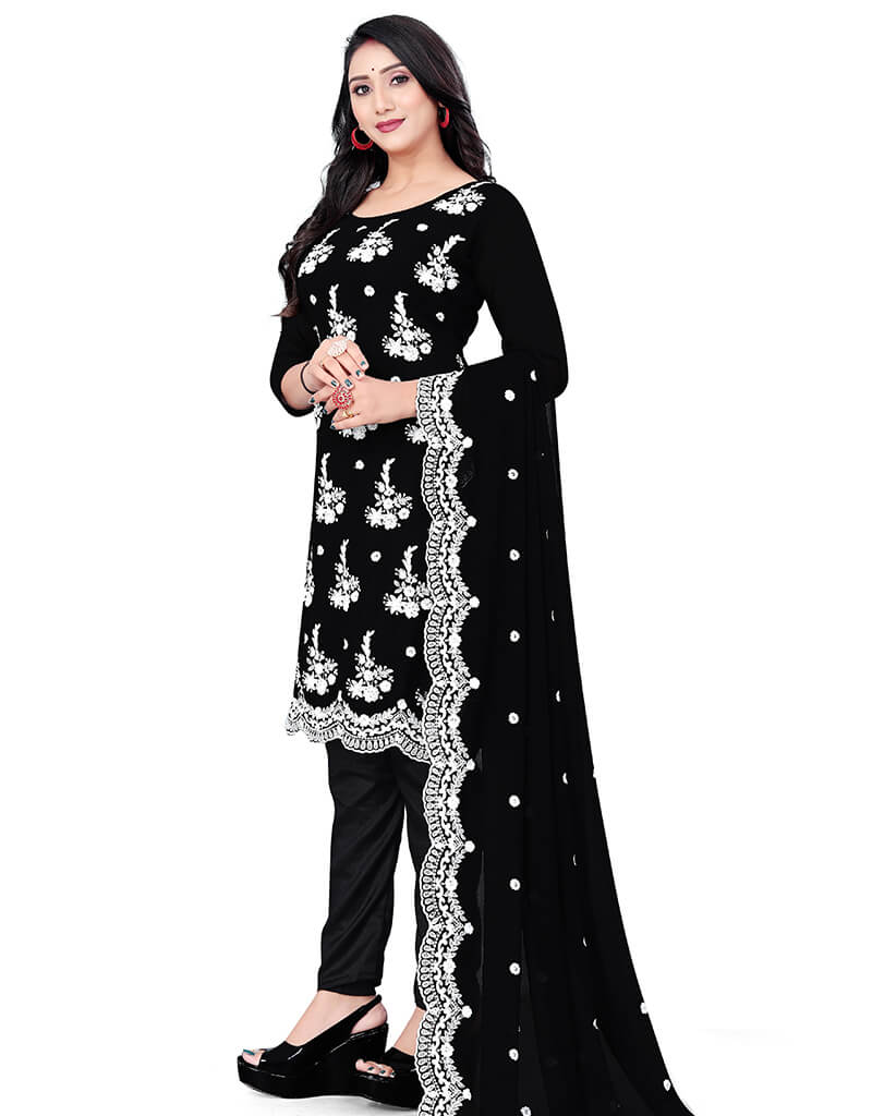 Elegant Black Georgette Pant Salwar Suit for Women - Traditional Indian Ethnic Wear for Weddings, Parties & Festive Occasions