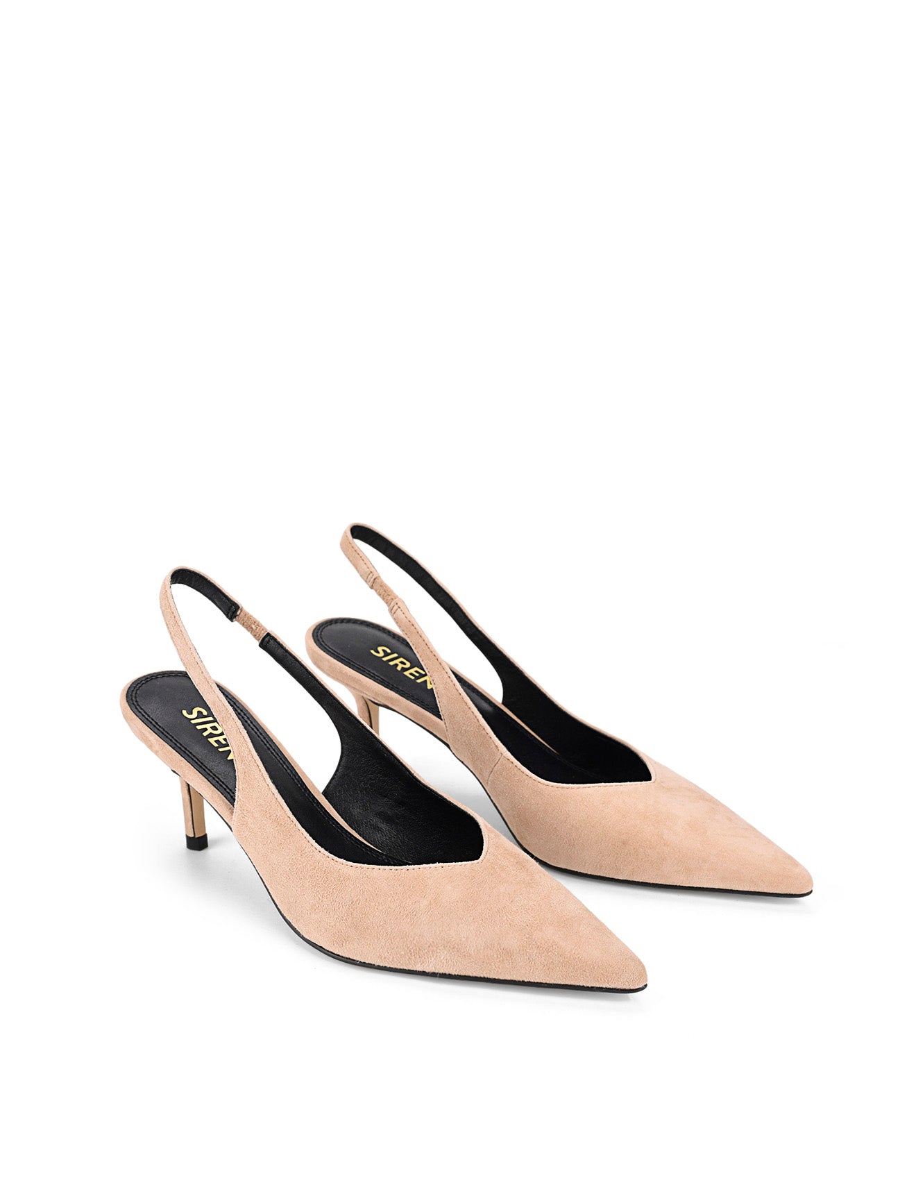 Yory Slingback Kitten Heels - Almond Tan Suede Women's Shoes | Comfortable Low Heel Pumps for Work, Office & Special Occasions