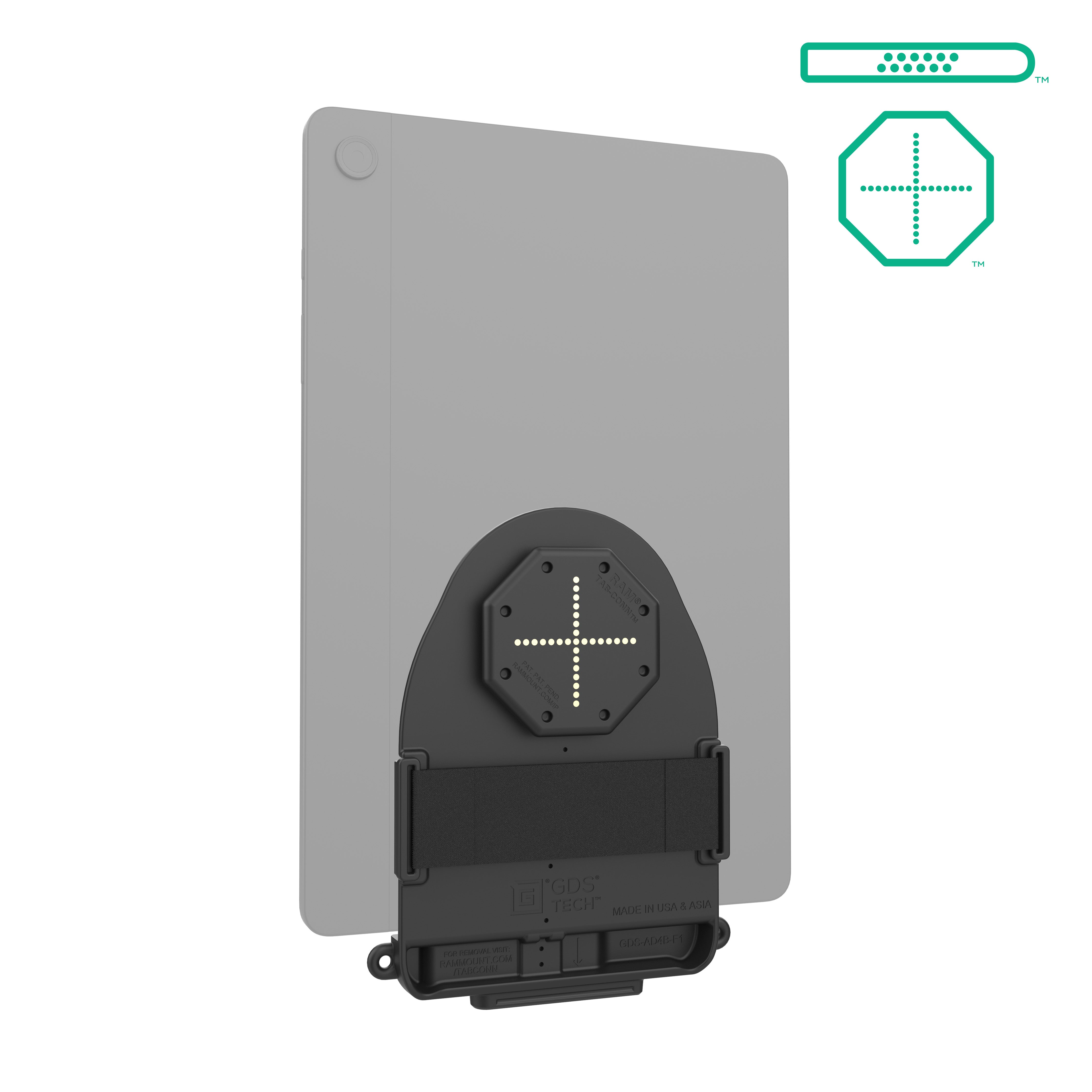 GDS® Tab Conn™ Tablet Stand for Tablets Without Case - D Shape & Rear Pogo Pads (RAM GDS TABC B1DB) | Perfect for Home, Office & Travel Use