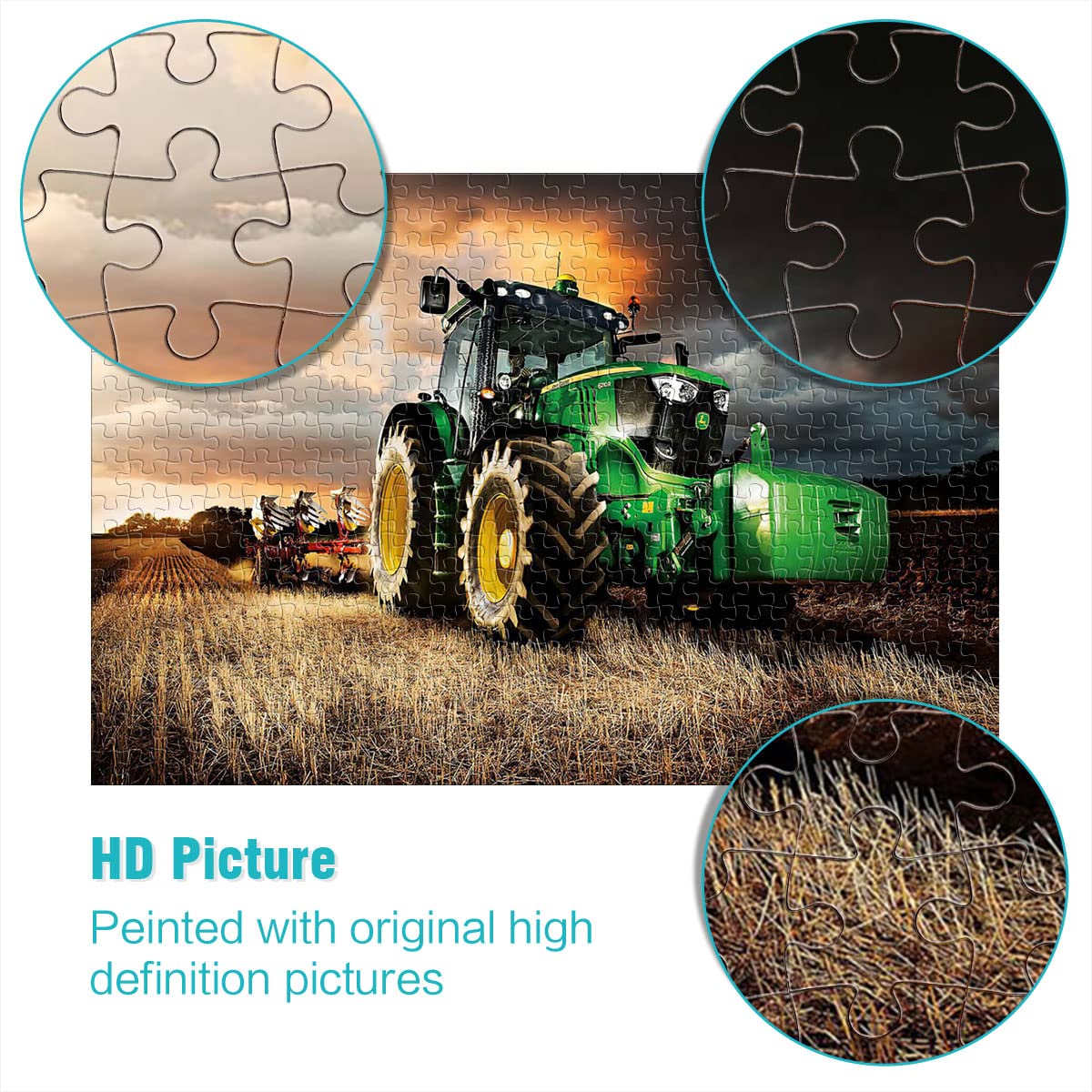 1000 Piece Tractor & Wheat Harvester Farm Puzzle for Adults & Kids - Challenging Educational Toy, Family Game, Home Decor (38x26cm) - Perfect for Stress Relief, Brain Training & Farm-Themed Room Decor