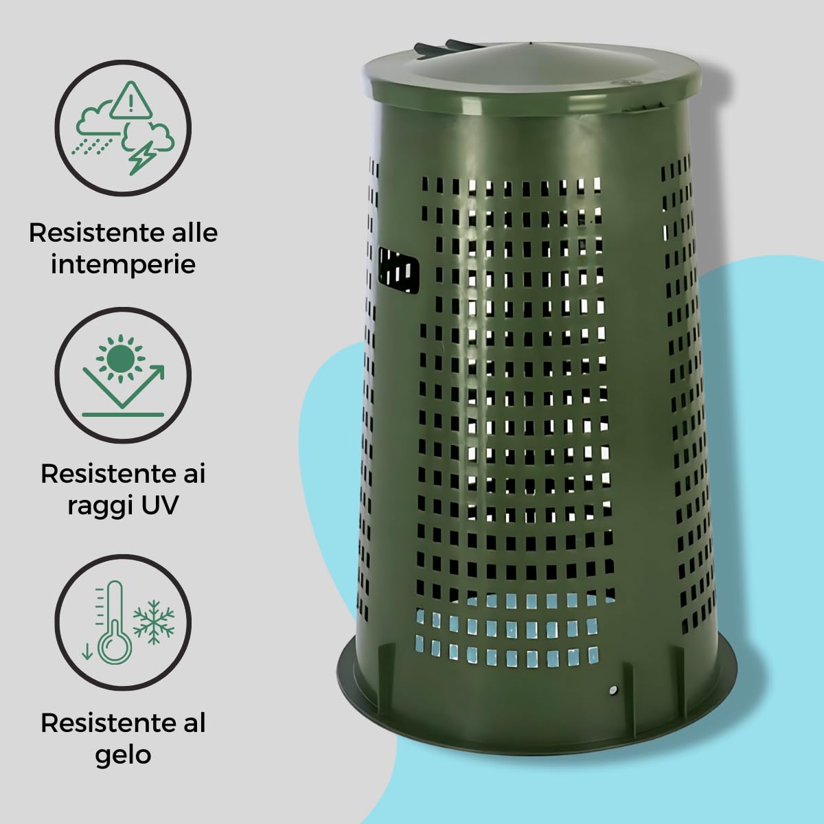 110L Green Trash Can with Lid & Bag Holder - Heavy Duty Waste Bin for Kitchen, Office, Bathroom - No Pedal Design for Easy Use