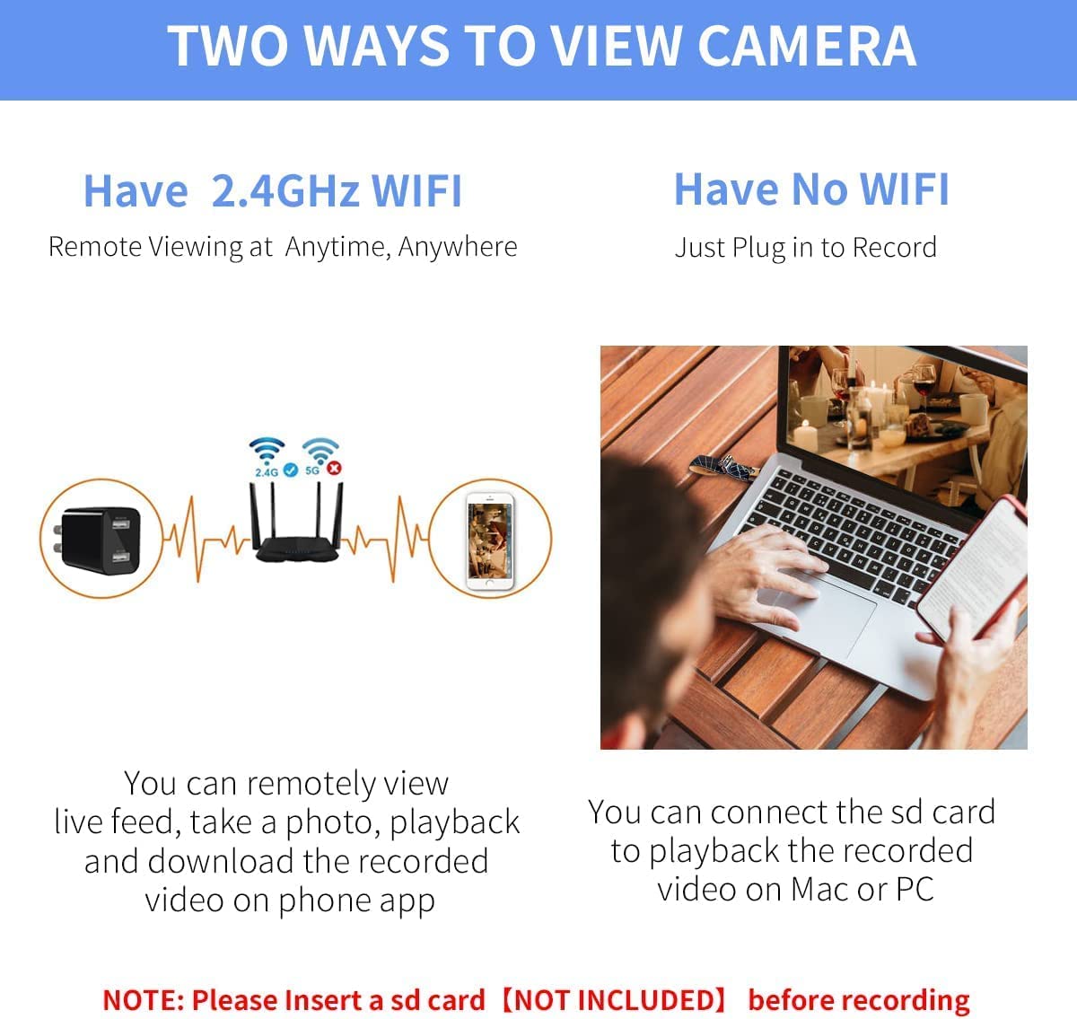 KZLYNN WiFi Hidden Camera Charger - 1080P HD Spy Camera with Motion Detection, Night Vision & Remote Viewing for Home Security, Office Surveillance & Phone Charging | Ideal for Baby Monitoring, Pet Watching & Indoor Safety