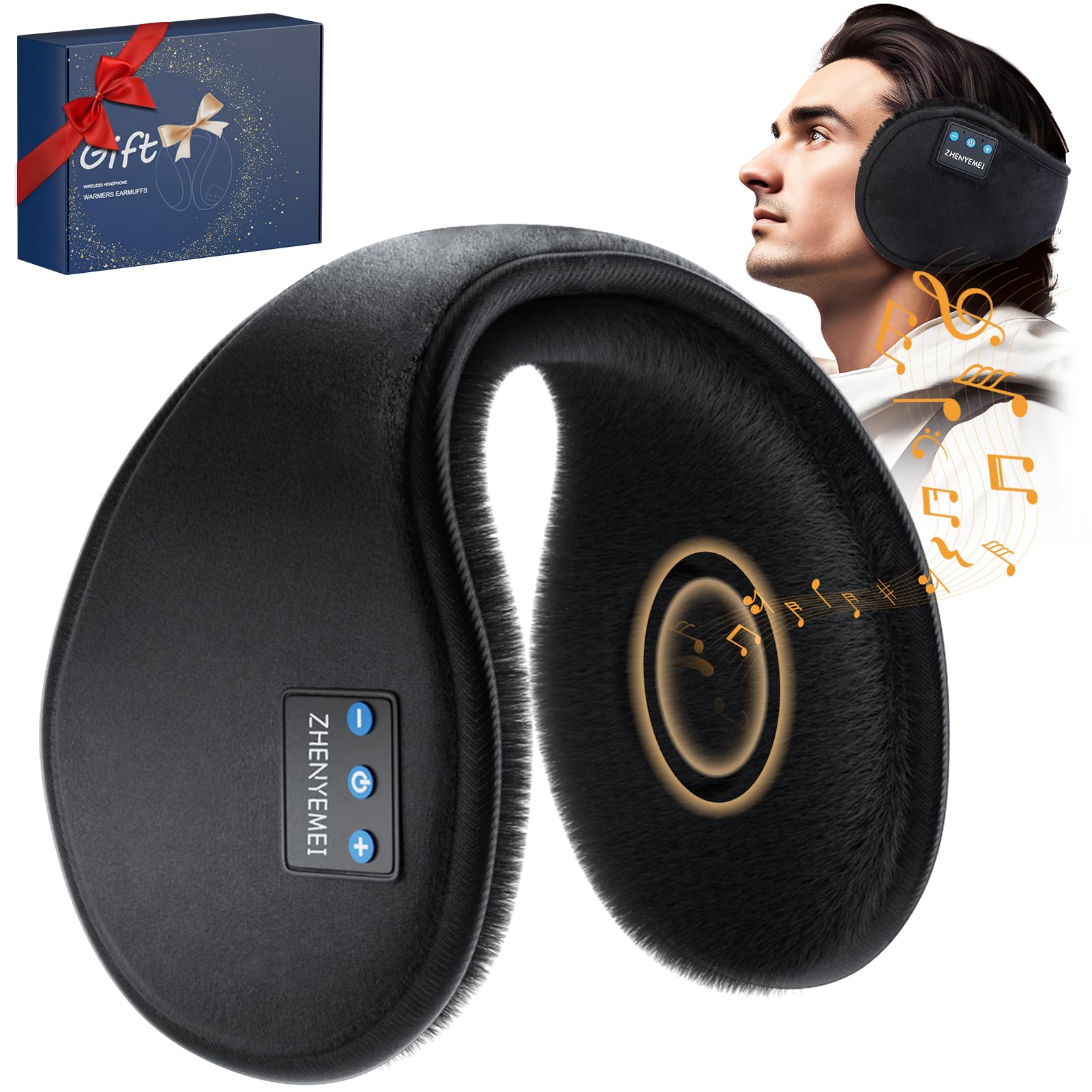Valentine's Day Gifts for Him - Bluetooth Ear Muffs with HD Speakers & Built-in Mic, Wireless Winter Ear Warmers for Skiing, Snowboarding & Outdoor Activities