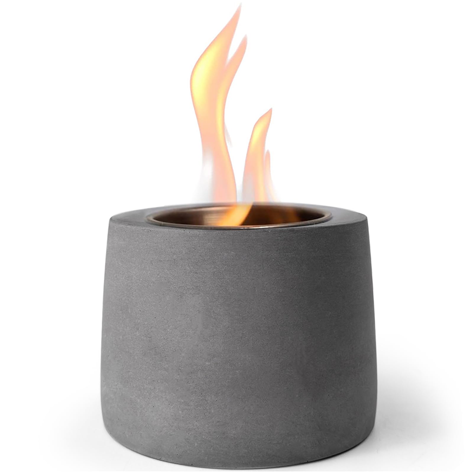 Concrete Tabletop Fire Pit Bowl - Indoor & Outdoor Portable Mini Fireplace for Garden, Patio, Balcony | Alcohol Burner, Smores Maker with Extinguisher | Perfect for Camping, Backyard Gatherings & Cozy Evenings