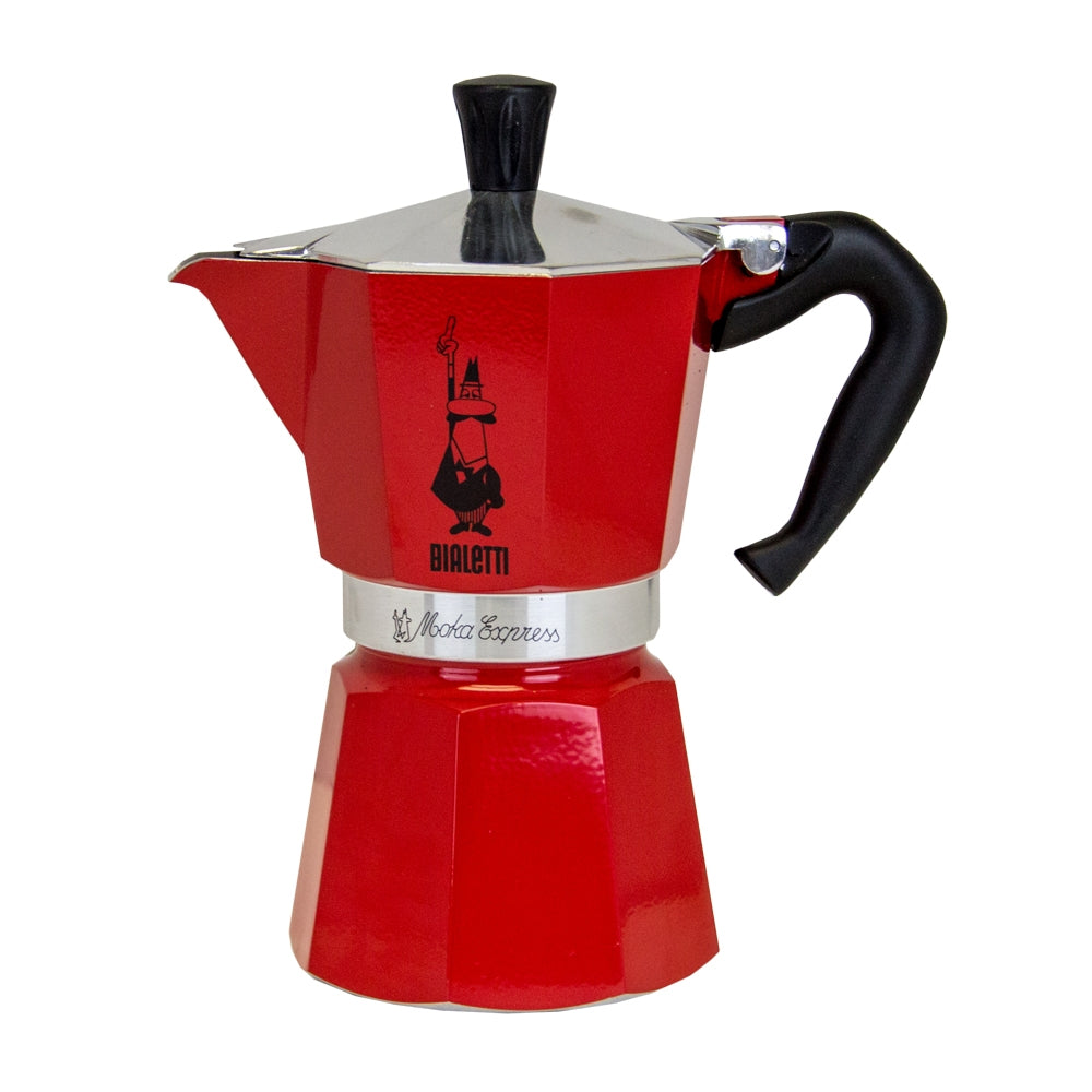 Bialetti Moka Express Stovetop 6 Cup Espresso Maker - Classic Italian Coffee Maker for Home & Office, Perfect for Espresso Lovers, Red